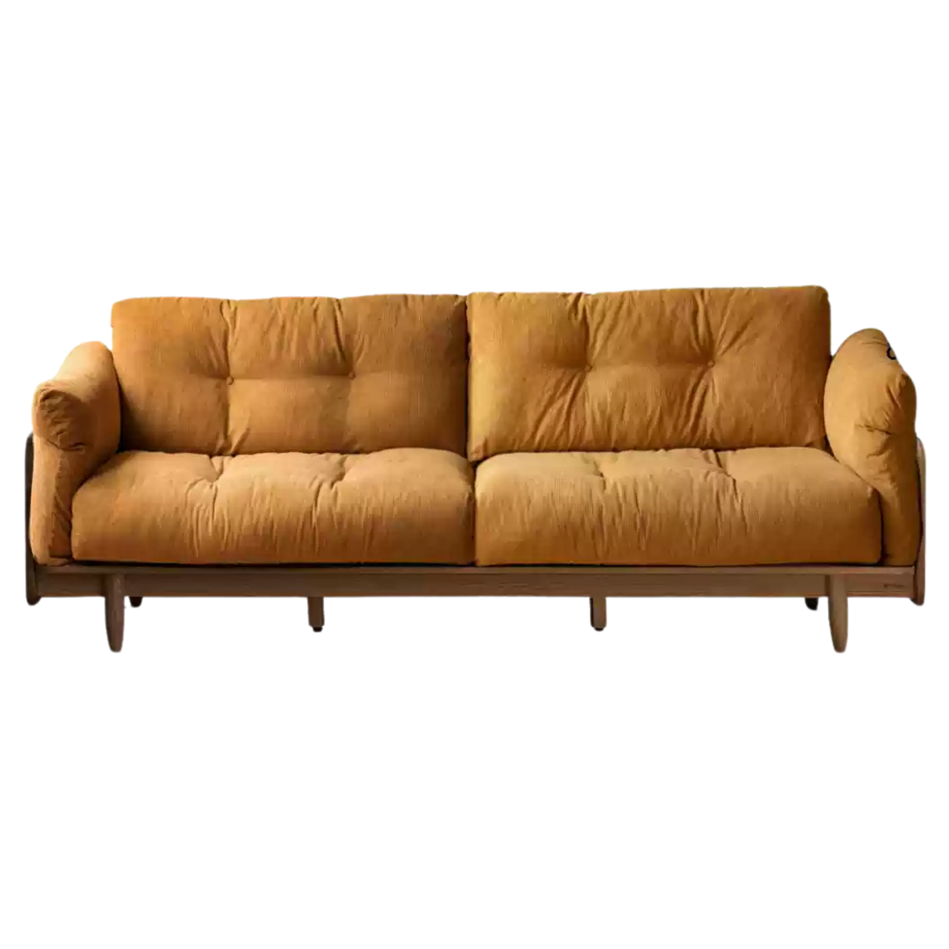 Premium Oak Solid Wood Genuine Leather Fabric Sofa - Modern Living Room Furniture for Home & Office - Comfortable Seating for Relaxation & Entertainment