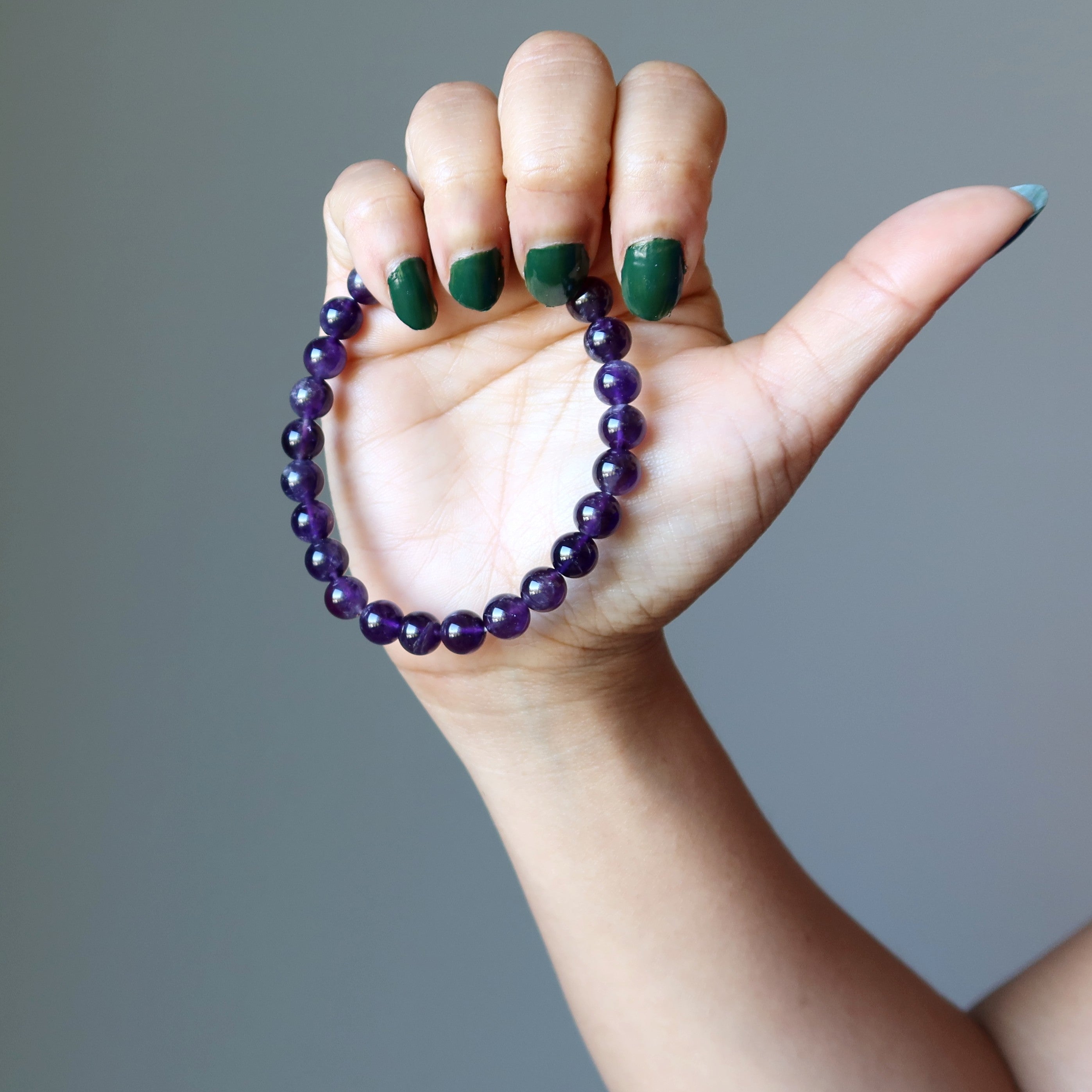 Natural Amethyst Gemstone Bracelet for Women - Deep Purple Healing Crystal Beads for Meditation, Stress Relief & Spiritual Balance | Perfect for Yoga, Reiki & Daily Wear