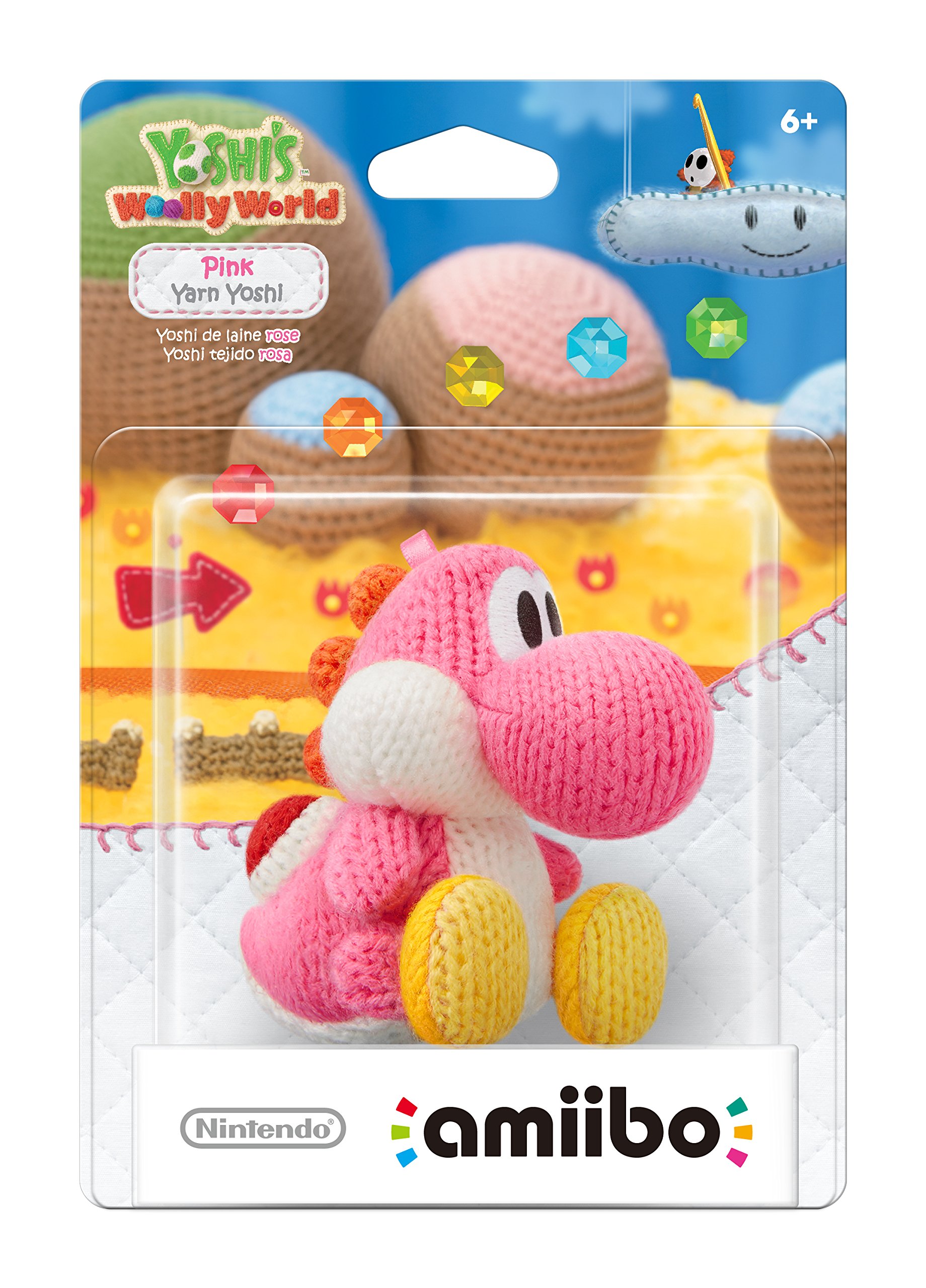 Nintendo Pink Yarn Yoshi Amiibo Figure - Super Mario Series Collectible Toy for Switch & Wii U - Perfect for Gaming, Display & Gift Giving