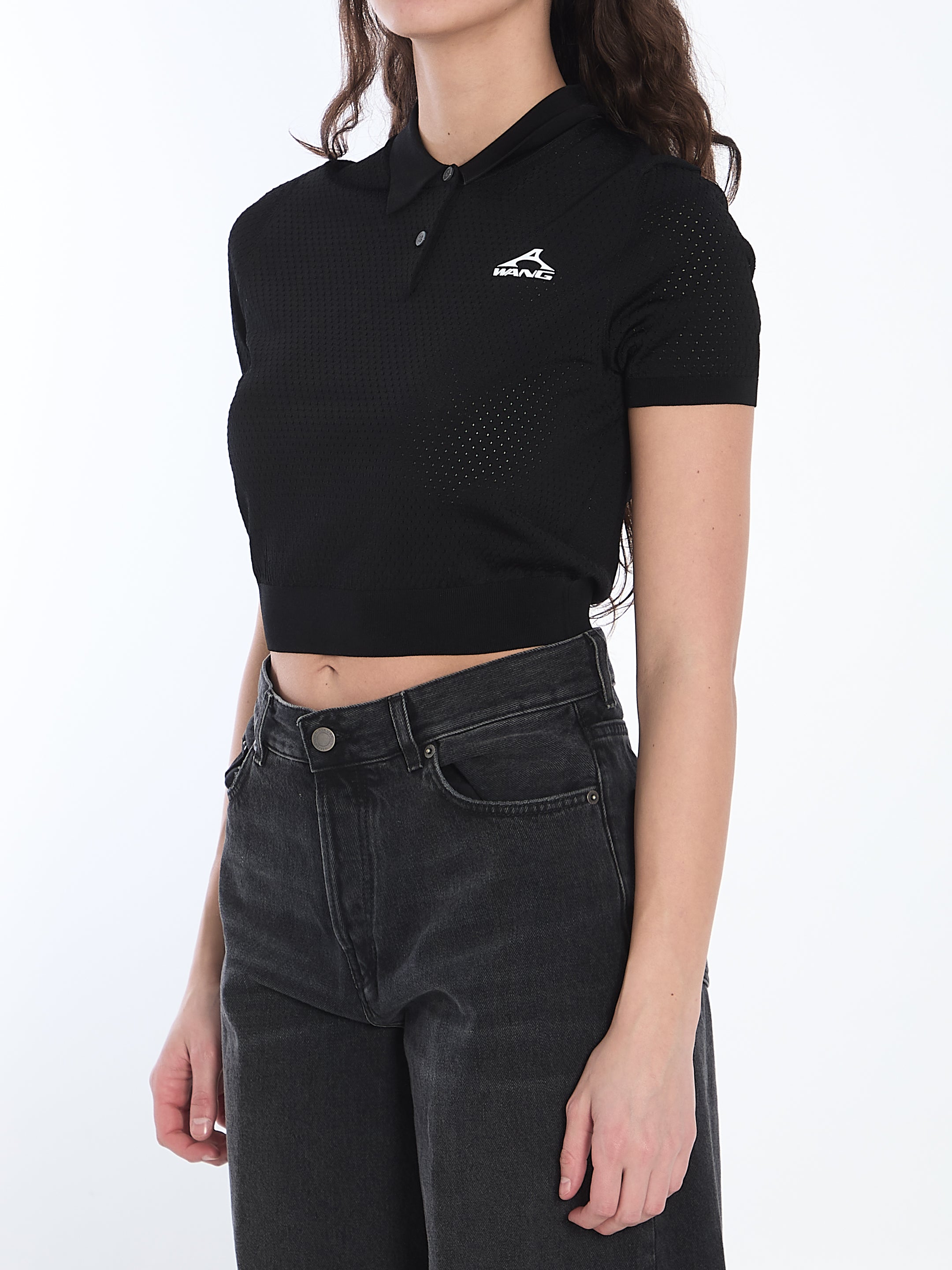Alexander Wang Cropped Polo Shirt with 3D Logo - Trendy Women's Fashion Top for Casual Outings & Streetwear Style