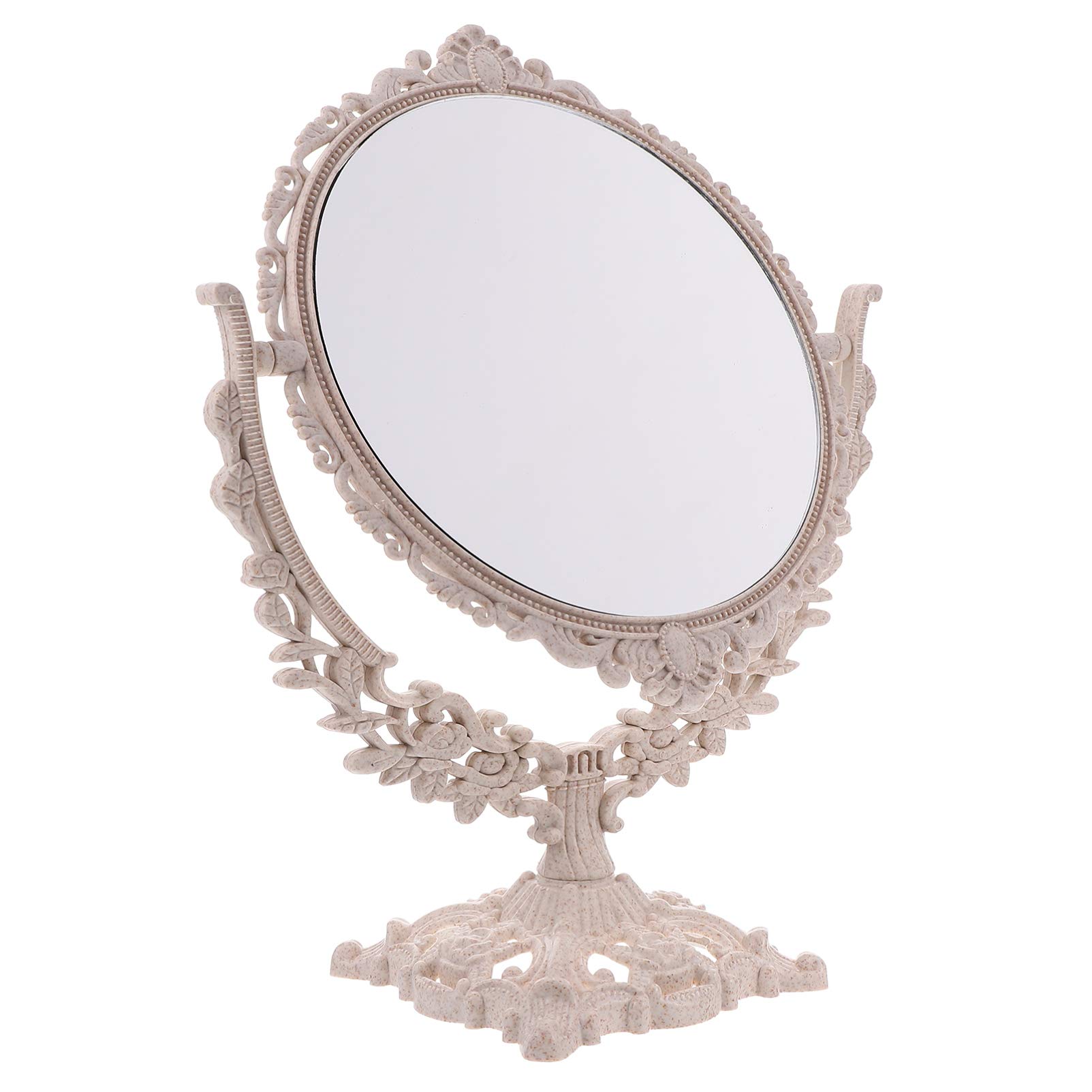 Vintage Swivel Cosmetic Mirror with Antique Frame - Oval Rotatable Dressing Mirror for Makeup, Bathroom & Bedroom Decor - Retro Vanity Tabletop Mirror for Women & Girls - Perfect for Home, Salon & Travel Use