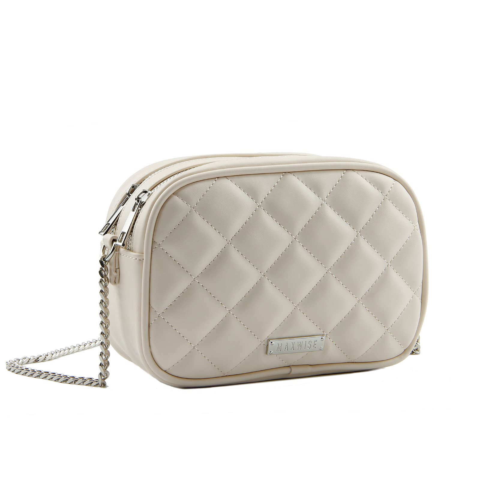 MAXWISE Quilted Crossbody Bag for Women - Small Shoulder Purse with Adjustable Chain Strap, Fashionable Side Bag for Daily Use, Work, Travel & Shopping