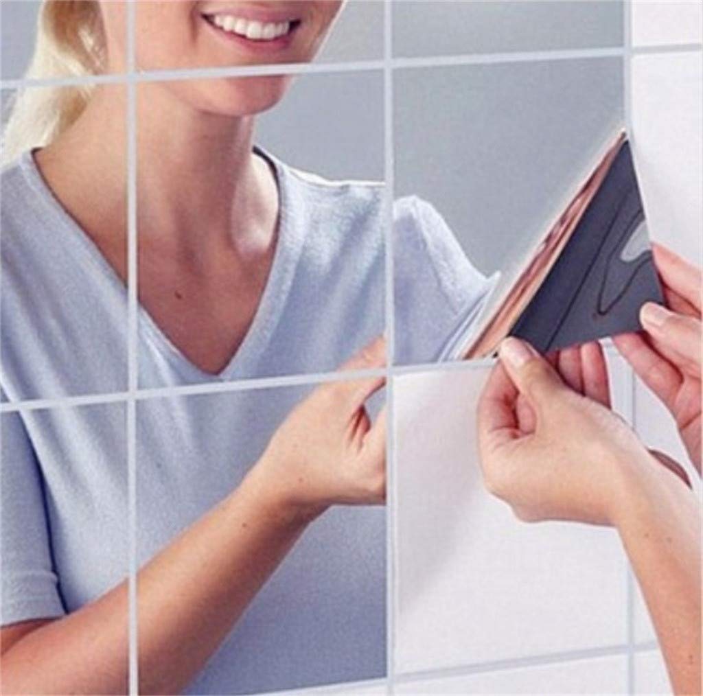 UASWGUDFS Square Mirror Surface Wall Sticker - Waterproof, Removable, Self-Adhesive Vinyl Decal for Wall & Window Decoration, Perfect for Bedroom, Office, and Living Room Background