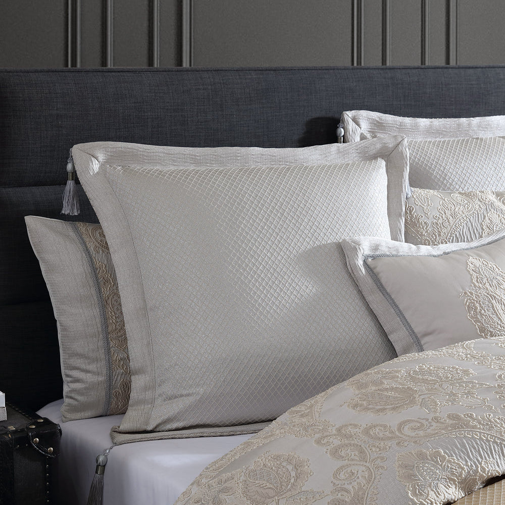 Emerson Ivory European Pillowcase by Davinci - Luxury 100% Cotton Decorative Pillow Cover for Sofa, Bed, Couch - Home Decor & Living Room Accessories