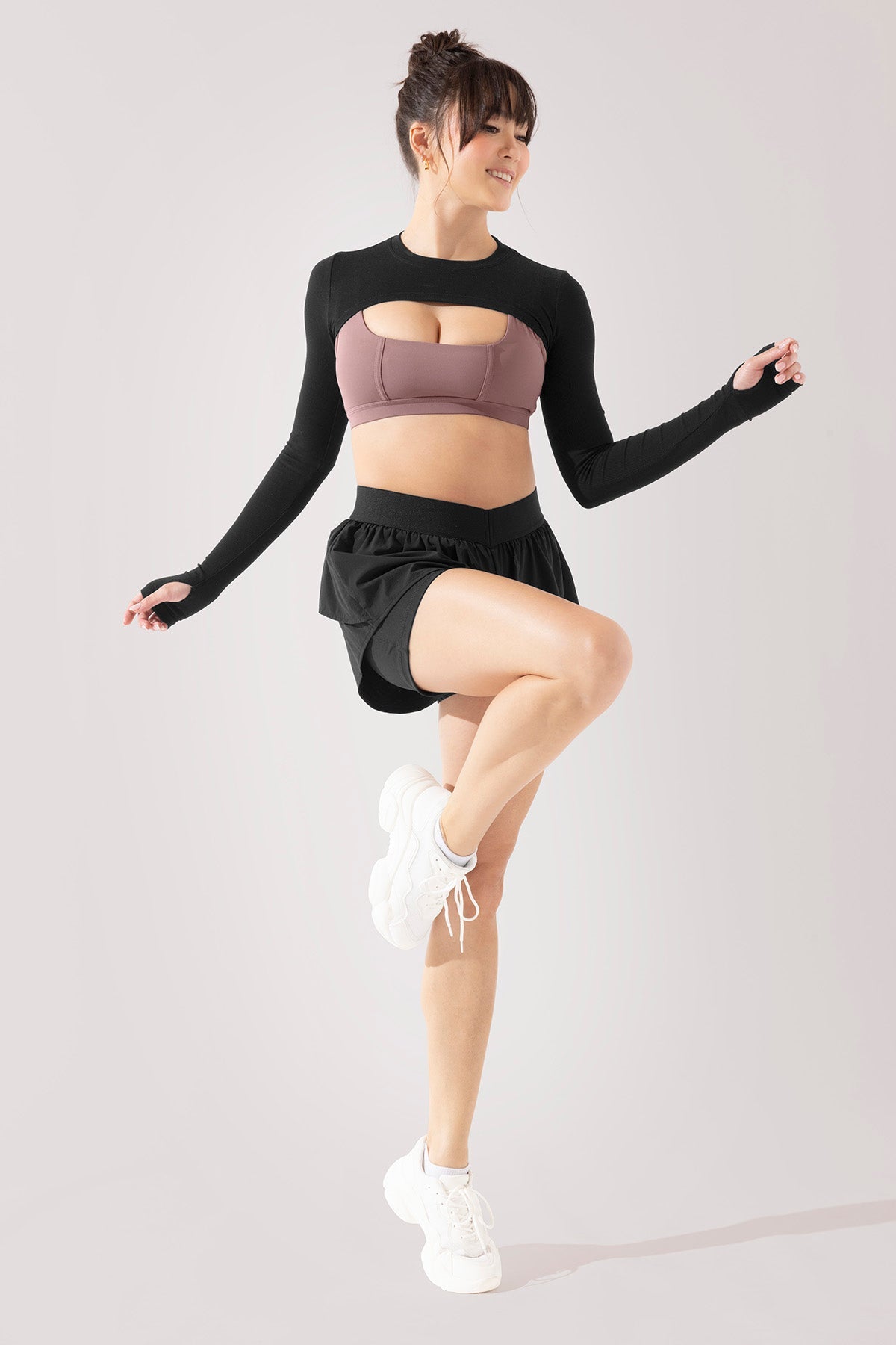 On the Run Ruffle Shorts - Women's Stylish Black Athletic Shorts for Running, Yoga & Casual Wear