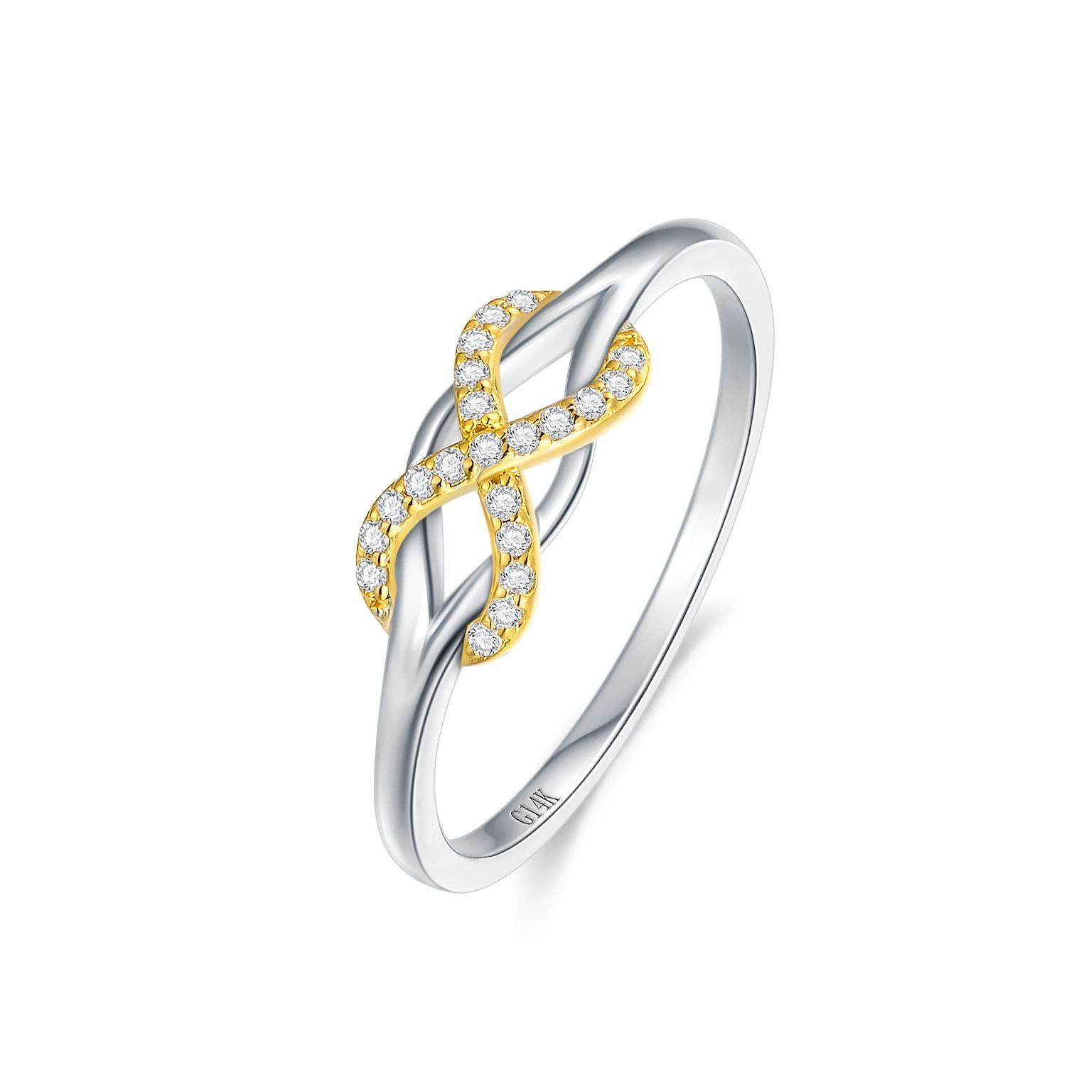 SISGEM 14K Solid Gold Infinity Love Band Ring with Celtic Knot & Natural Diamonds - Endless Promise Ring for Women, Size 5-11 - Perfect for Anniversary, Wedding & Engagement Gifts
