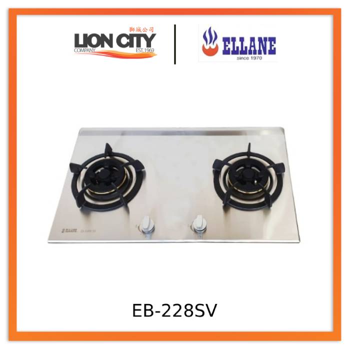 Ellane EB 228SV 75cm 2 Burner Stainless Steel Gas Hob - Professional Cooktop for Kitchen, RV & Outdoor Cooking