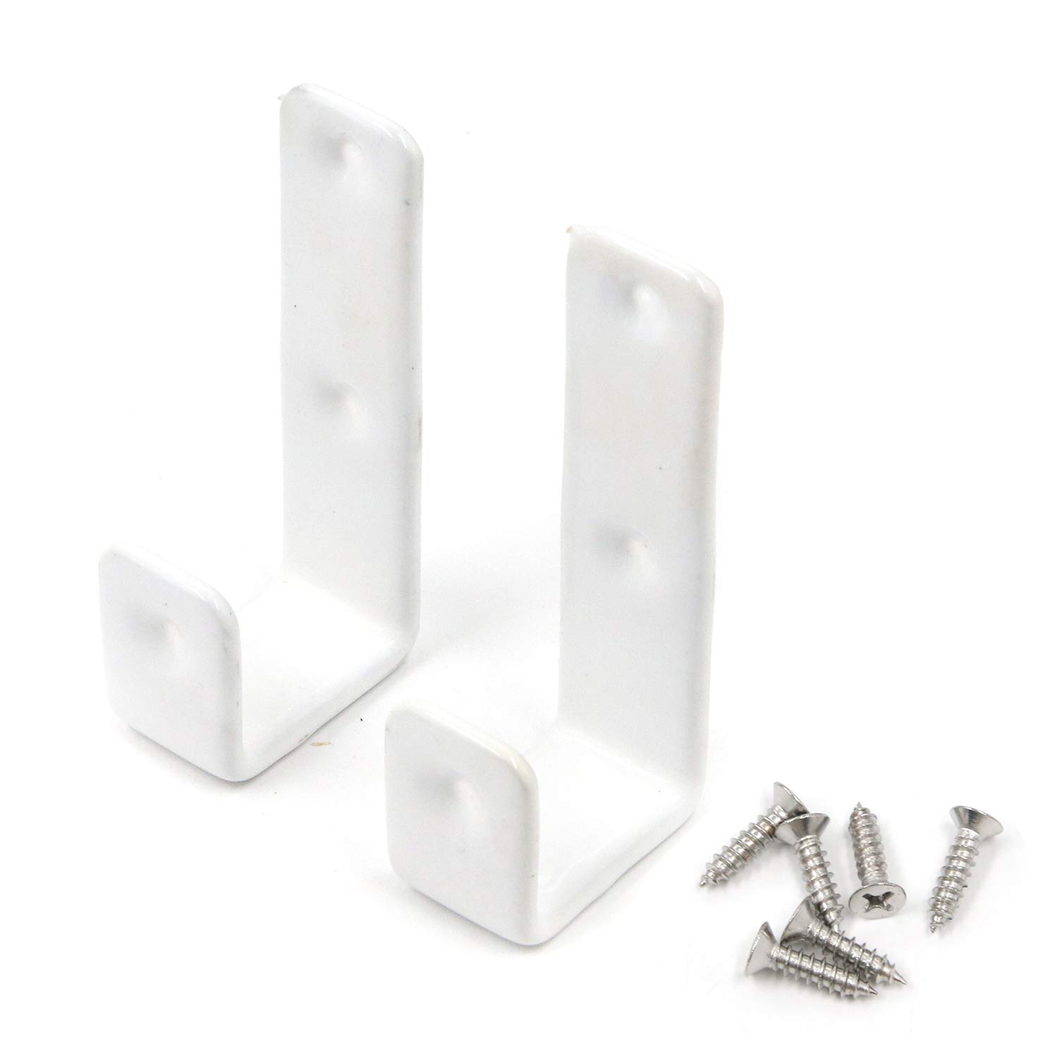 Geesatis 2-Pack White Heavy Duty Bunk Bed Ladder Hooks - Unique Design Utility Hooks with Mounting Screws (25mm/0.98