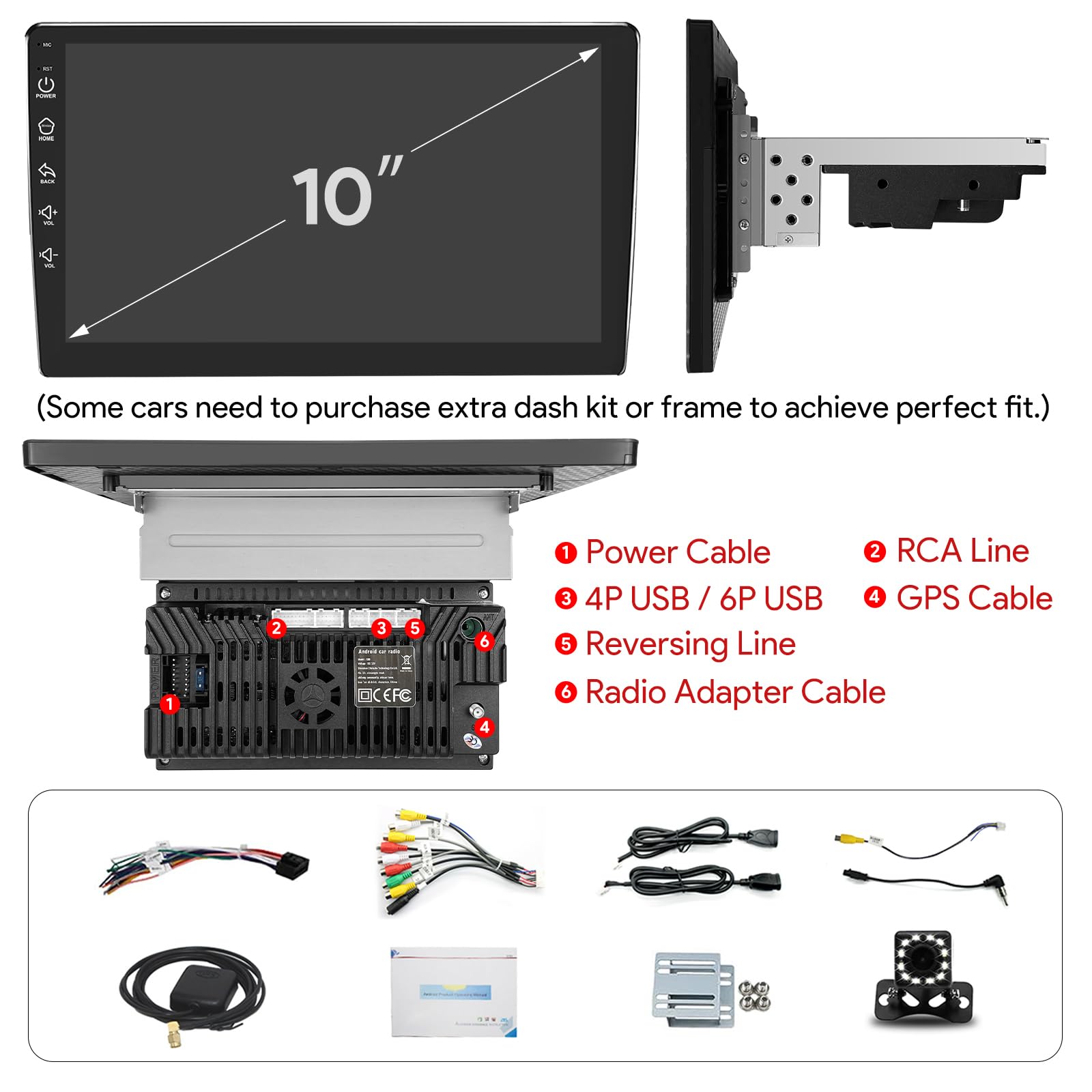Binize 10 Inch Single Din Car Stereo - Android Touchscreen Radio with Wireless CarPlay & Android Auto, Mirror Link, Backup Camera Support - Perfect for Upgrading Your Car Audio System for Commuting & Road Trips