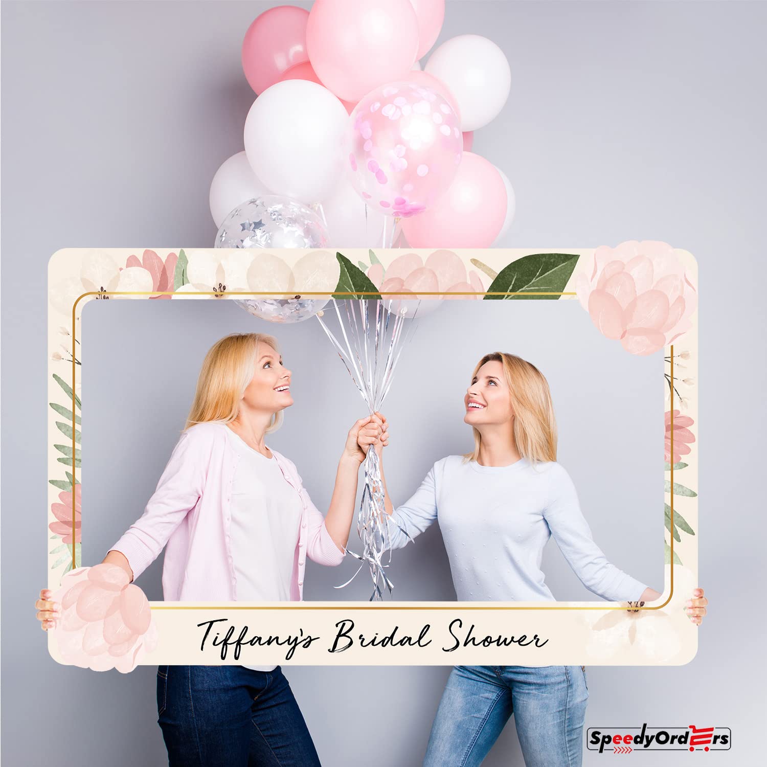 Personalized Pink Lotus Bridal Shower Photo Booth Frame - Custom Floral Wedding Photo Prop for Bridal Parties, Baby Showers & Anniversary Celebrations (PVC Board) - Perfect for Wedding Decor, Bridal Shower Favors & Photo Backdrops