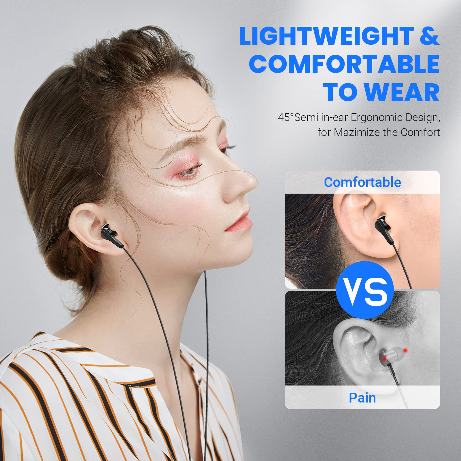 USB C Headphones with Microphone - HiFi Stereo Wired Earbuds for Samsung Galaxy S24 Ultra/S23 FE/S22+, iPhone 16/15 Pro Max, Pixel 9/8/7 - Magnetic In-Ear Design & Volume Control | Perfect for Commuting, Gaming & Work Calls