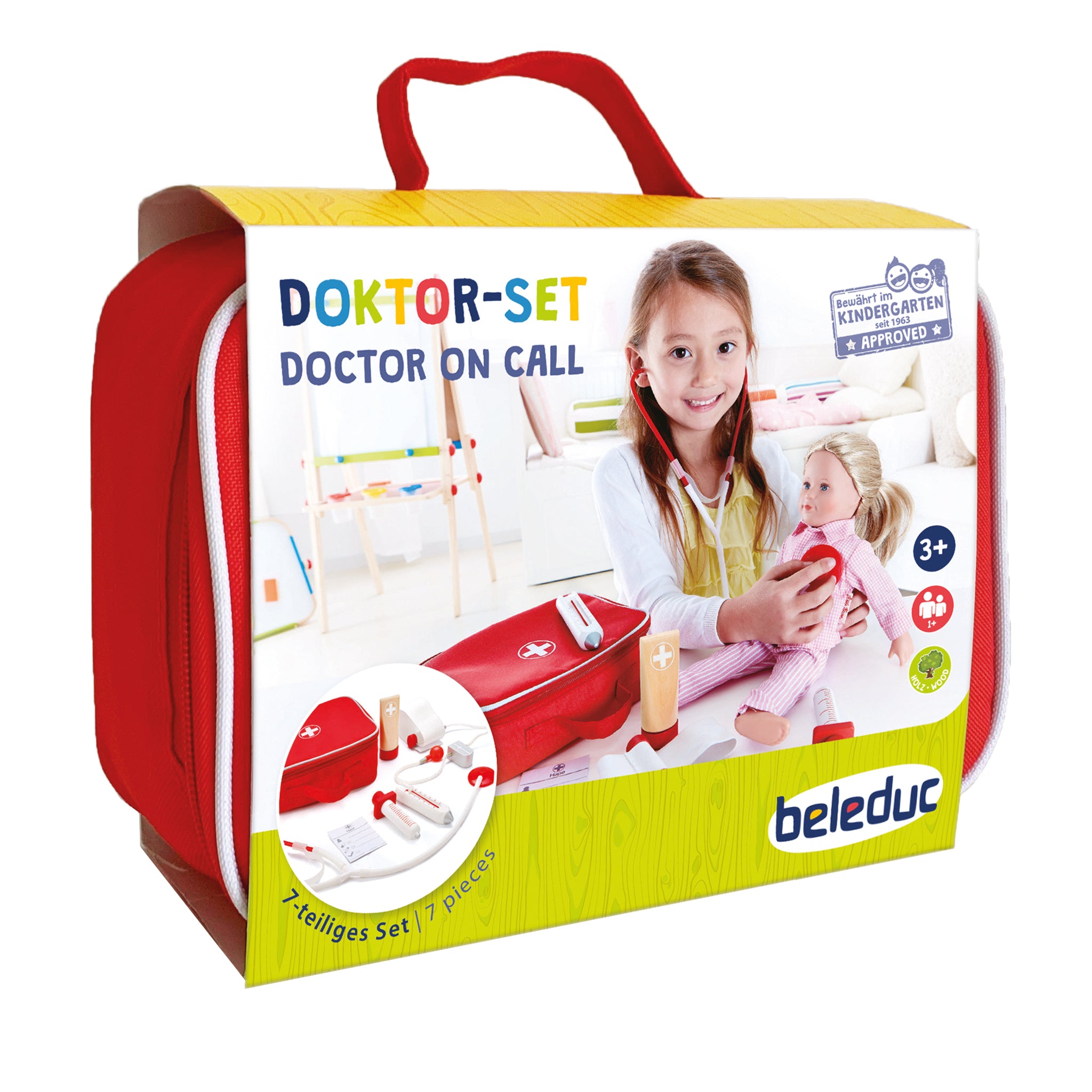 Beleduc 7 Piece Doctor On Call Playset - Realistic Medical Toy Kit for Kids | Pretend Play, Role Playing & Educational Fun