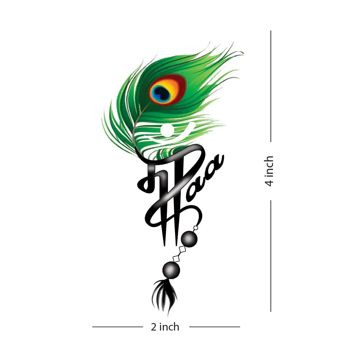 Waterproof Temporary Tattoo for Men & Women - Feather with Maa Paa Design, Multicolor Body Art | Perfect for Festivals, Parties, and Summer Beach Looks