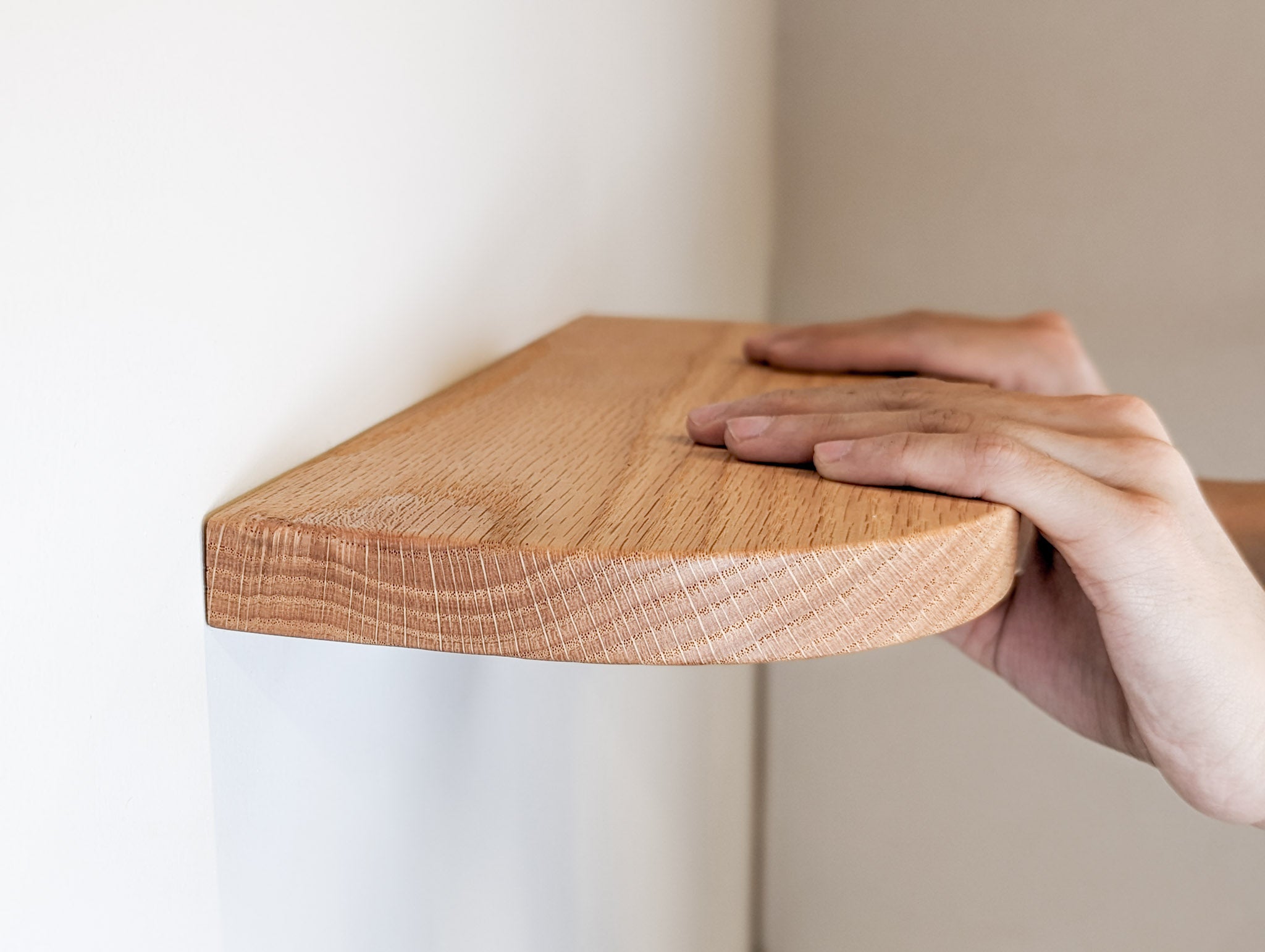 Stylish Thin Oak Floating Shelf with Rounded Corners - Wall Mounted Wooden Shelves for Living Room, Kitchen, Bathroom & Office Decor
