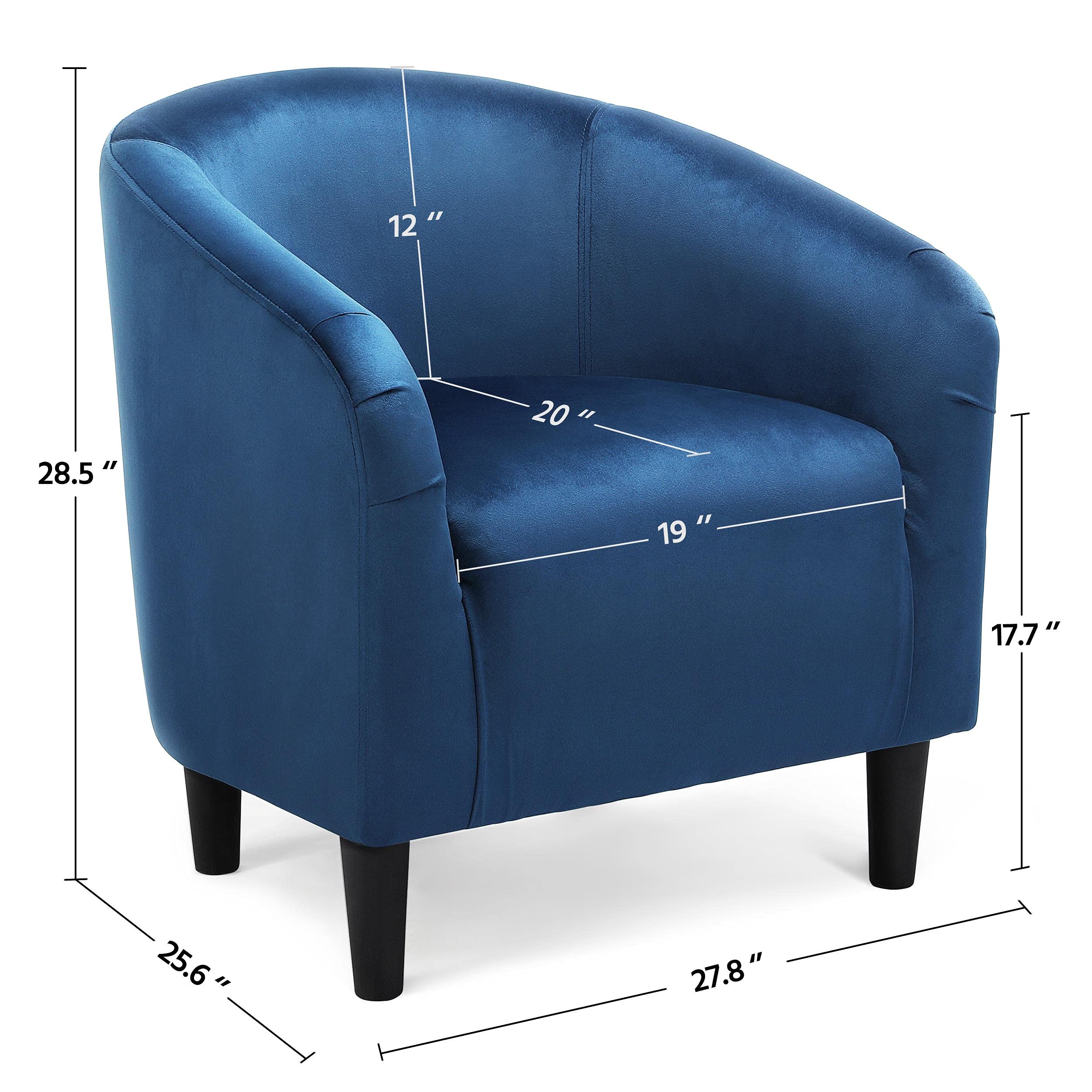 Yaheetech Modern Velvet Barrel Accent Chairs - Set of 2 Soft Padded Club Chairs with Sturdy Metal Legs for Living Room, Bedroom & Home Office - Pagoda Blue - Perfect for Reading Nooks, Lounge Areas & Guest Seating