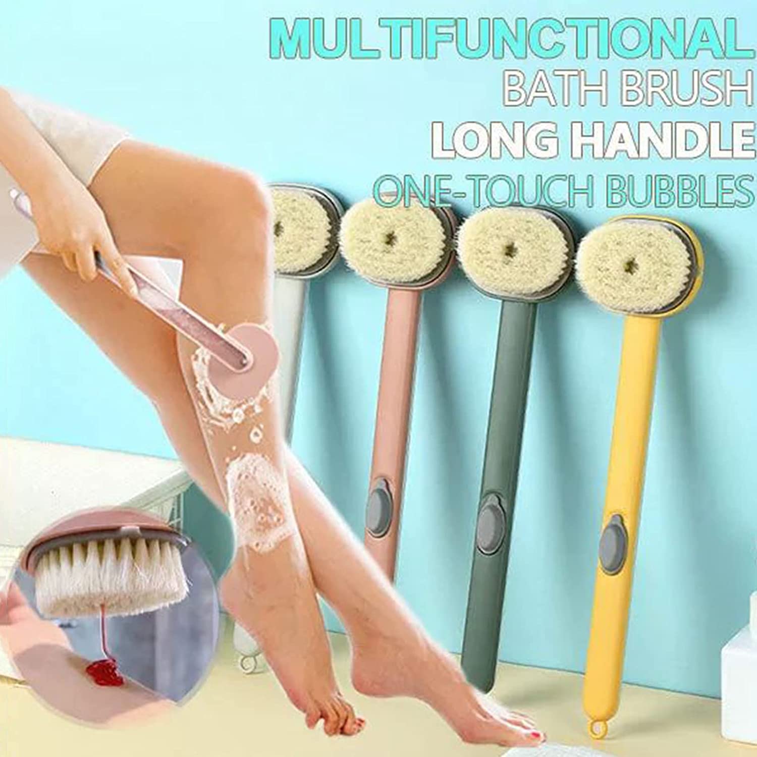 Long Handle Exfoliating Bath Brush with Soap Dispenser - 14