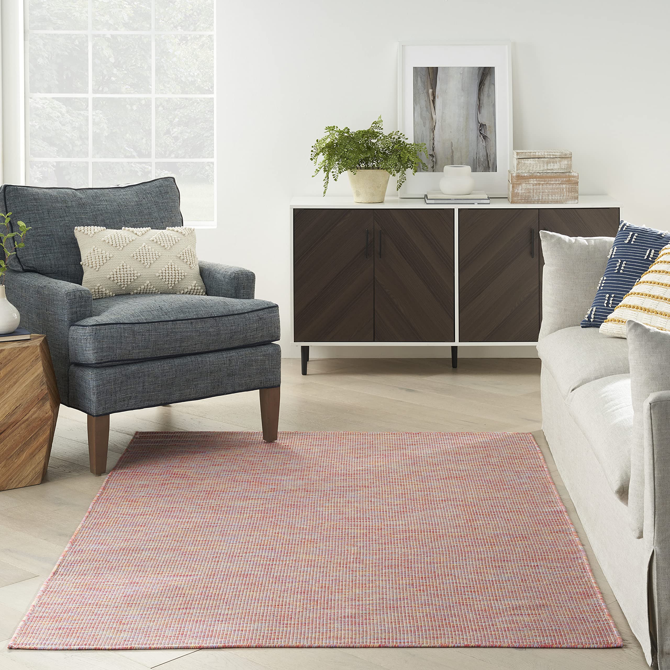 Nourison Positano 6' x 9' Indoor/Outdoor Area Rug - Rainbow Design, Easy to Clean, Non-Shedding for Living Room, Bedroom, Dining Room, Deck, Patio & Backyard | Durable & Weather Resistant for High Traffic Areas