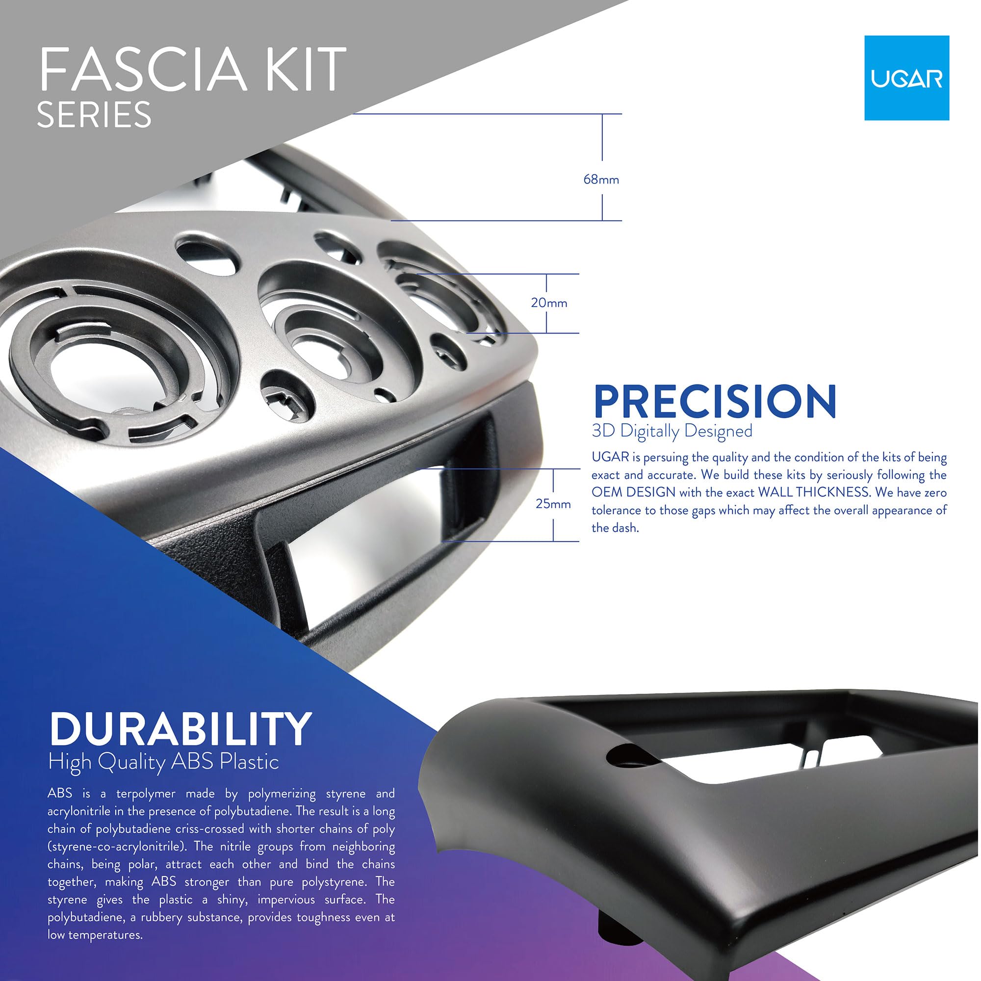 UGAR 11-361 Car Dash Radio Installation Mounting Fascia Kit for KIA Picanto 2004-2008 | Stereo Replacement Dashboard Panel | Perfect for Aftermarket Head Unit Upgrade & Custom Audio Setup