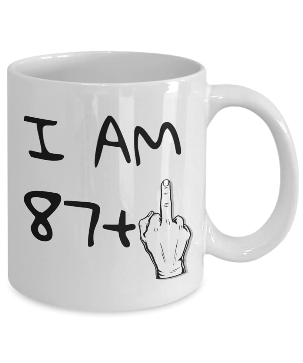 ZapBest 88th Birthday Coffee Mug - 11oz White Porcelain Funny Quote Mug for Grandma & Grandpa (I Am 87+1) - Perfect Gift for Birthday Celebrations & Daily Coffee Moments