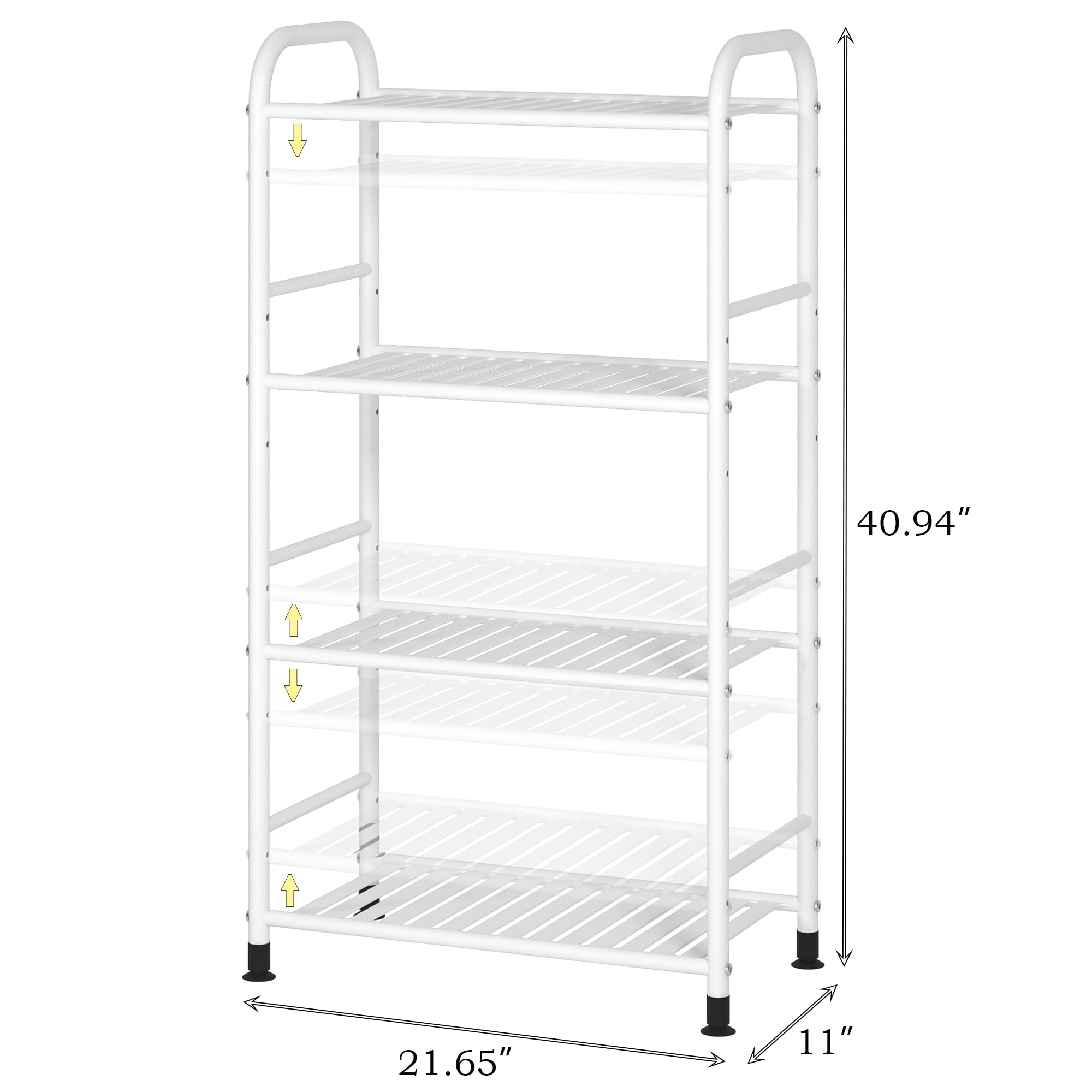 JSB 4-Tier Adjustable Metal Shelving Unit - Heavy Duty Storage Rack Organizer for Kitchen, Living Room, Laundry, Pantry & Bathroom - White Corner Shelf (Perfect for Small Spaces, Closet Organization & Home Storage Solutions)