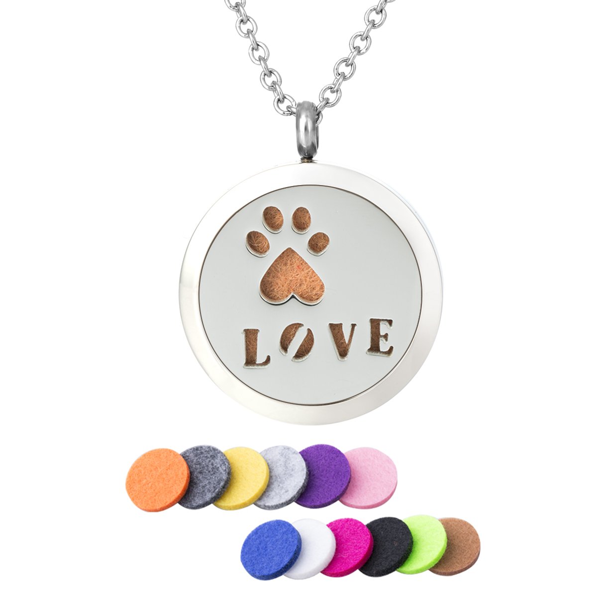 FASJOY Essential Oil Diffuser Necklace - Stainless Steel Aromatherapy Jewelry with Love Pendant for Women | Perfect for Stress Relief, Yoga, Meditation & Daily Wear