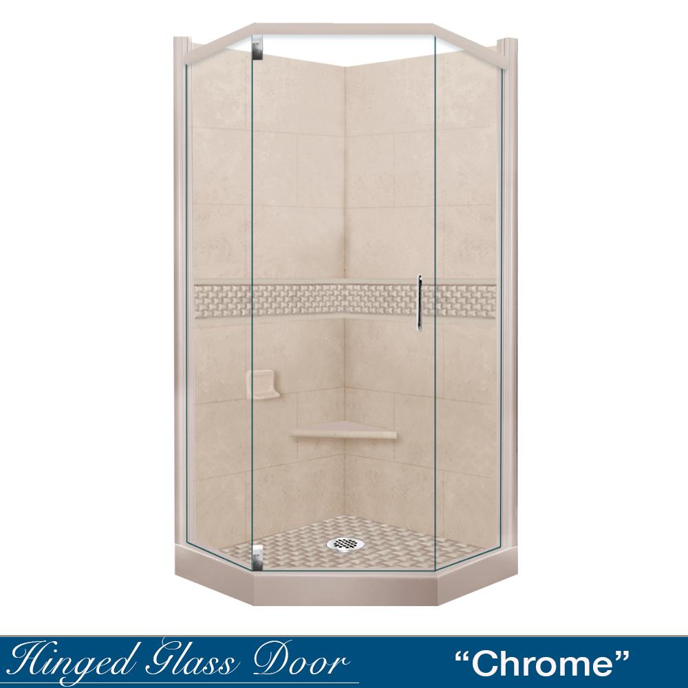 Neo Angle Brown Sugar Sistine Stone & Jewel Stone Accent DIY Shower Remodel Kit - Easy Bathroom Upgrade for Modern Home Renovation