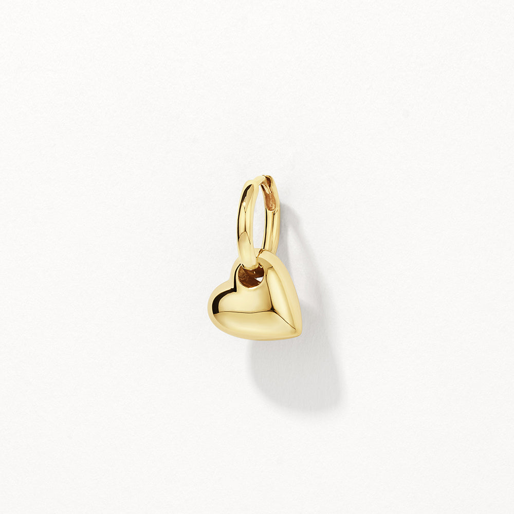 Gold Puff Heart Drop Huggie Earrings - Dainty & Trendy Hoop Earrings for Women, Perfect for Valentine's Day, Date Night & Everyday Wear