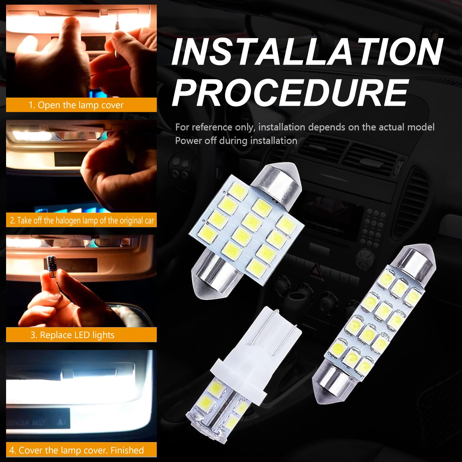 20 PCS T10 LED Bulb Kit - 31mm & 42mm 6000K White Car Interior Lights for Dome, Map, Trunk & License Plate - Perfect for Night Driving & Vehicle Customization