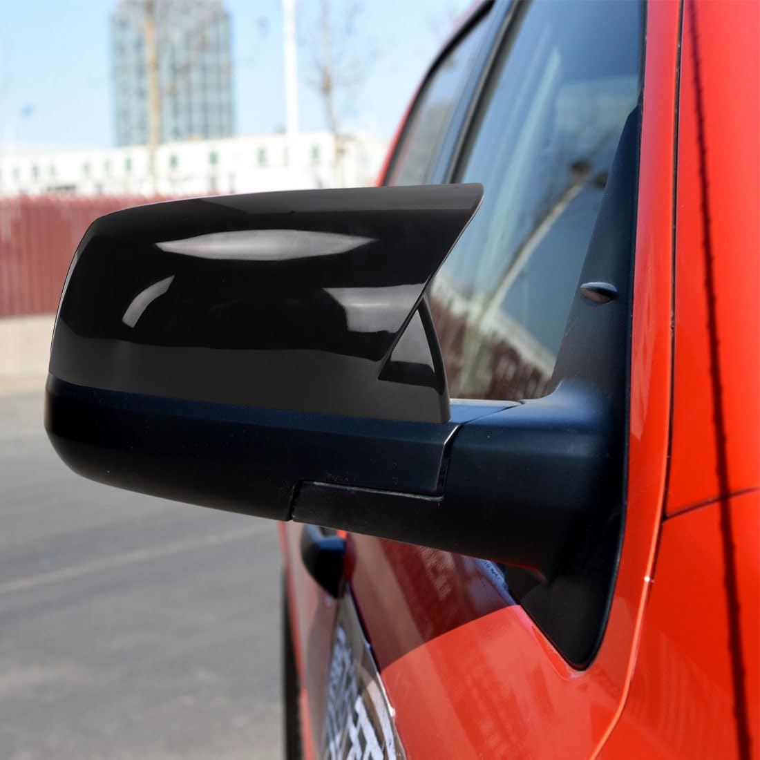 XITER Glossy Black Rear View Side Mirror Cover & Cap Compatible with Toyota Tundra 2007-2021 & Sequoia 2008-2020 - Perfect for Off-Roading, Daily Commuting and Enhanced Vehicle Style
