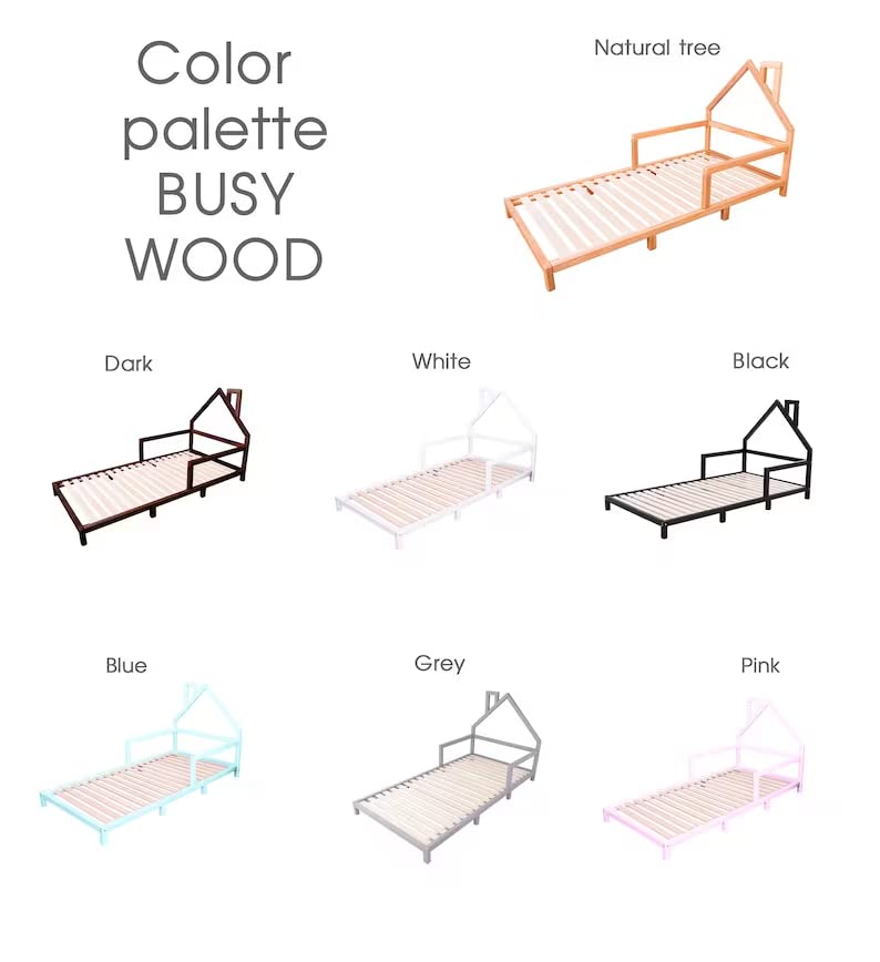 Montessori Toddler Bed with Rails - Twin/Full Size Floor Bed Frame for Kids' Room & Play Area
