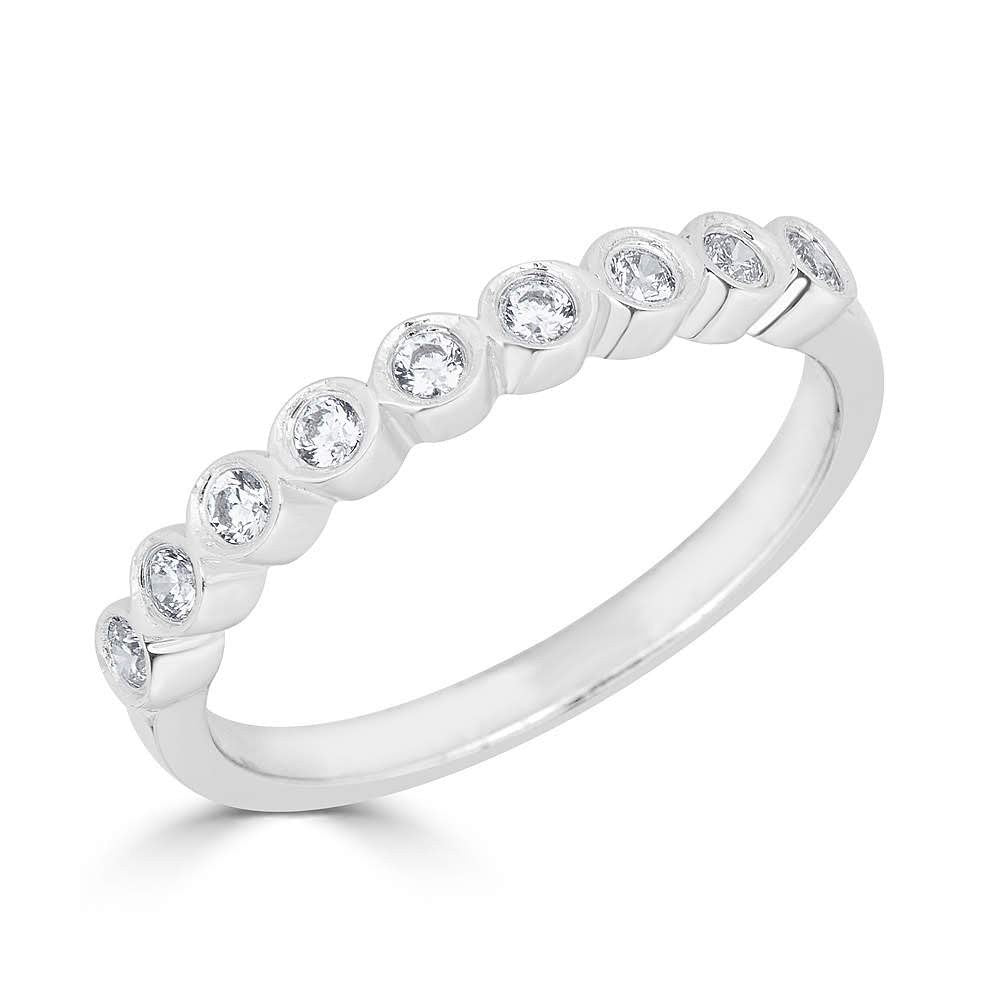 14KT Gold 1/5 CTW Diamond Bezel Set Band Ring for Women - Elegant Wedding, Engagement & Anniversary Jewelry Gift