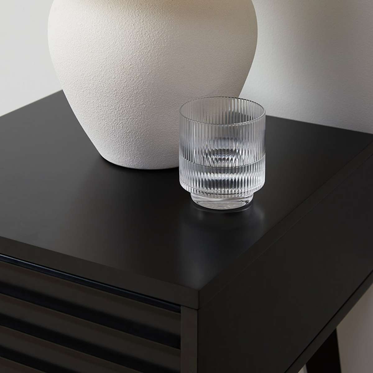 Modern Black Rhys Bedside Table - Stylish Nightstand with Storage for Bedroom, Living Room, or Office - Perfect for Lamps, Books, and Decor