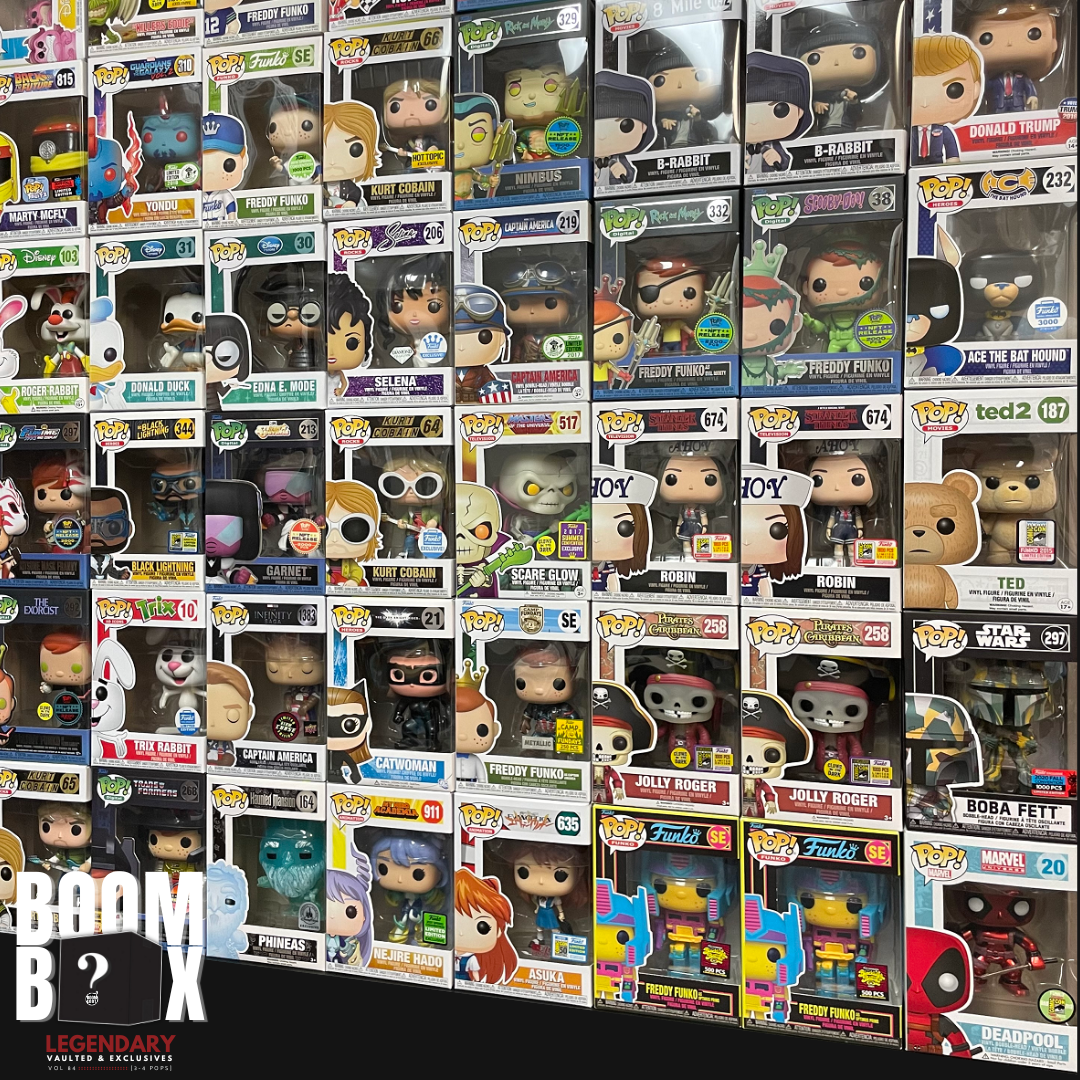 BoomLoot Mystery BoomBox - Legendary Vaulted & Exclusive Funko Pop Figures (Volume 84) - 3-4 Rare Collectible Pops for Display, Gifts & Pop Culture Enthusiasts