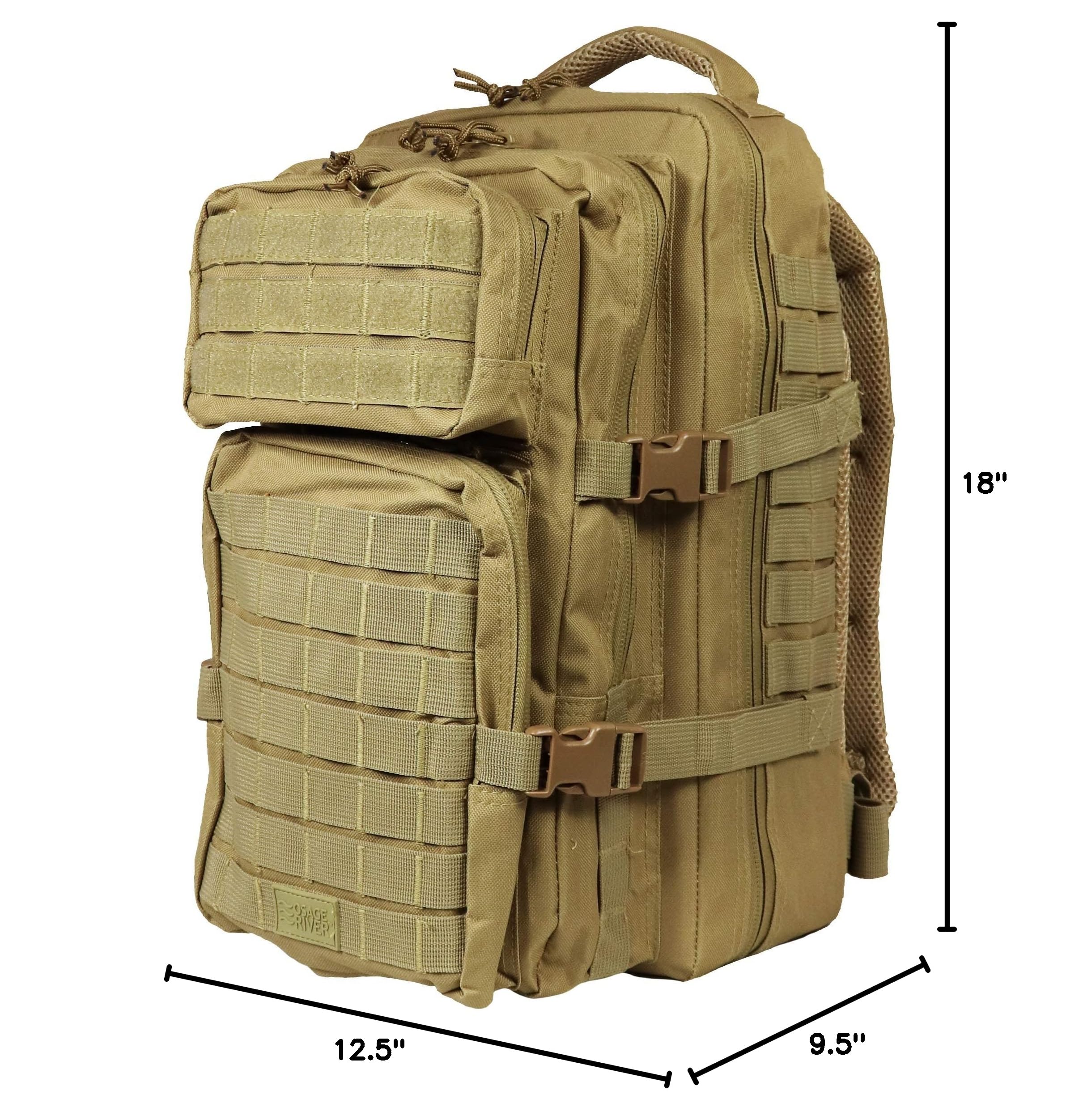 OSAGE RIVER Fishing Tackle Backpack with Rod Holder - Large Waterproof Fishing Gear Bag for Tackle Trays & Boxes - Ideal for Bass Fishing, Camping, Travel & Hunting (Khaki) - Perfect for Outdoor Adventures & Fishing Trips