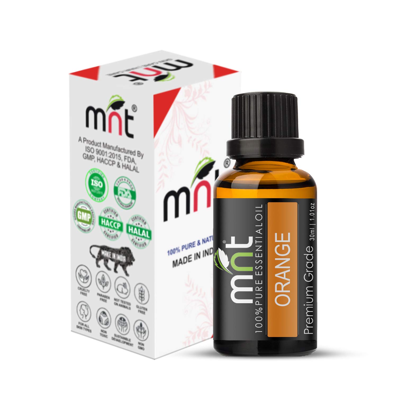 Pure MNT Orange Essential Oil - 100% Natural Therapeutic Grade for Skin, Hair & Aromatherapy | Brightens Complexion, Promotes Hair Growth & Relaxation | Perfect for Diffusers, Massage & DIY Beauty (30ml)