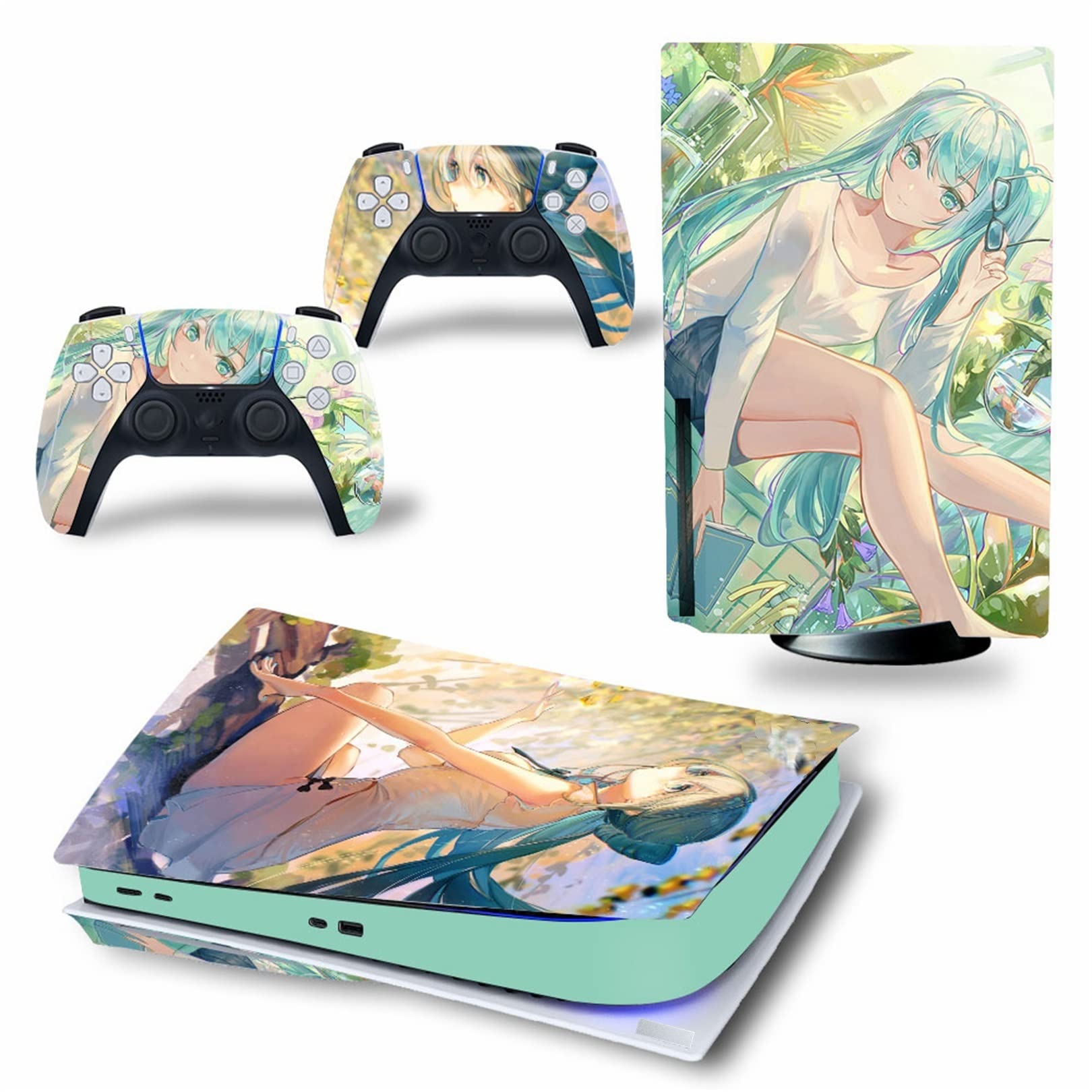 PS5 Disc & Digital Edition Console & Controller Vinyl Skin Cover - Scratch Resistant, Bubble-Free, Anti-Scratch Protection - Perfect for Gaming Setup & Console Protection (Disc Version)