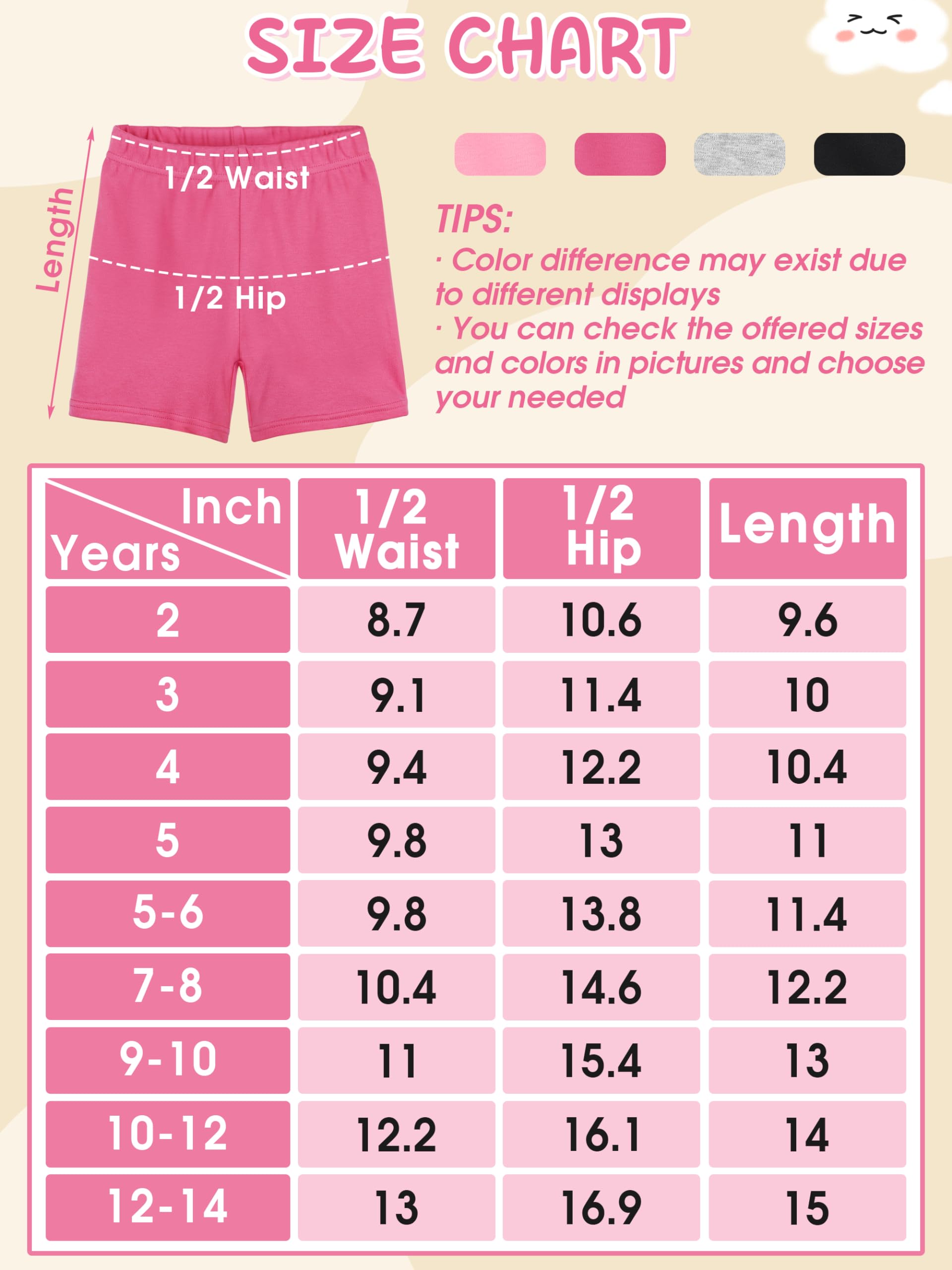 Resinta 4 Pack Toddler Girls Cotton Bike Shorts - Soft Breathable Under Dress Safety Shorts for Play, Dance & Cartwheels - Comfortable Stretch Basic Shorts for Toddler Girls 2-5 Years