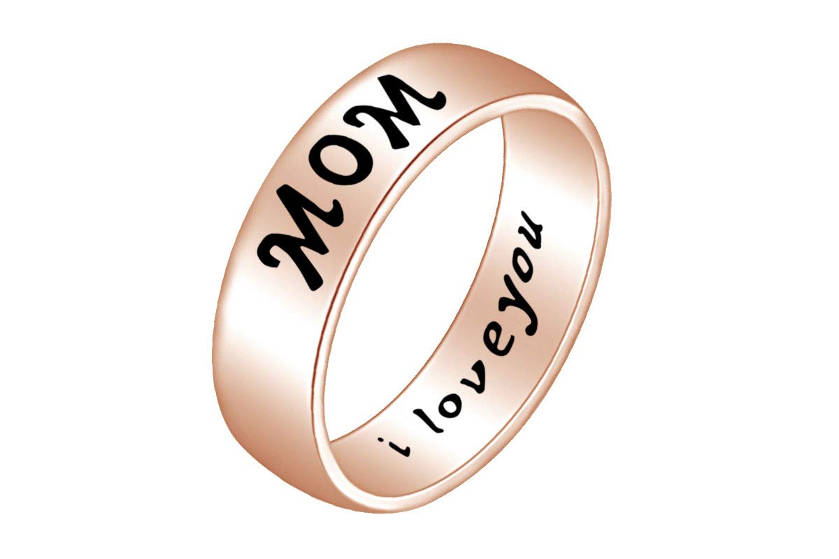 14k Gold Over Sterling Silver 'I Love You Mom' Promise Band Ring - AFFY Jewelry Gifts for Mother's Day, Birthday & Special Occasions