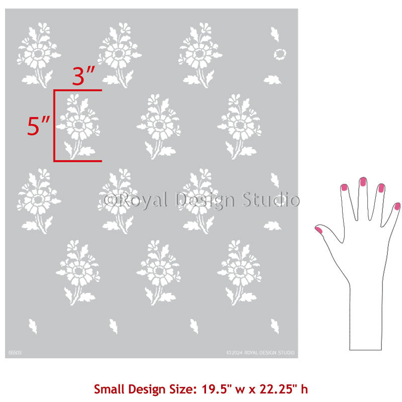 Provence Petite Floral Wall Stencil - DIY Home Decor, French Country Design for Bedroom & Living Room Wall Painting