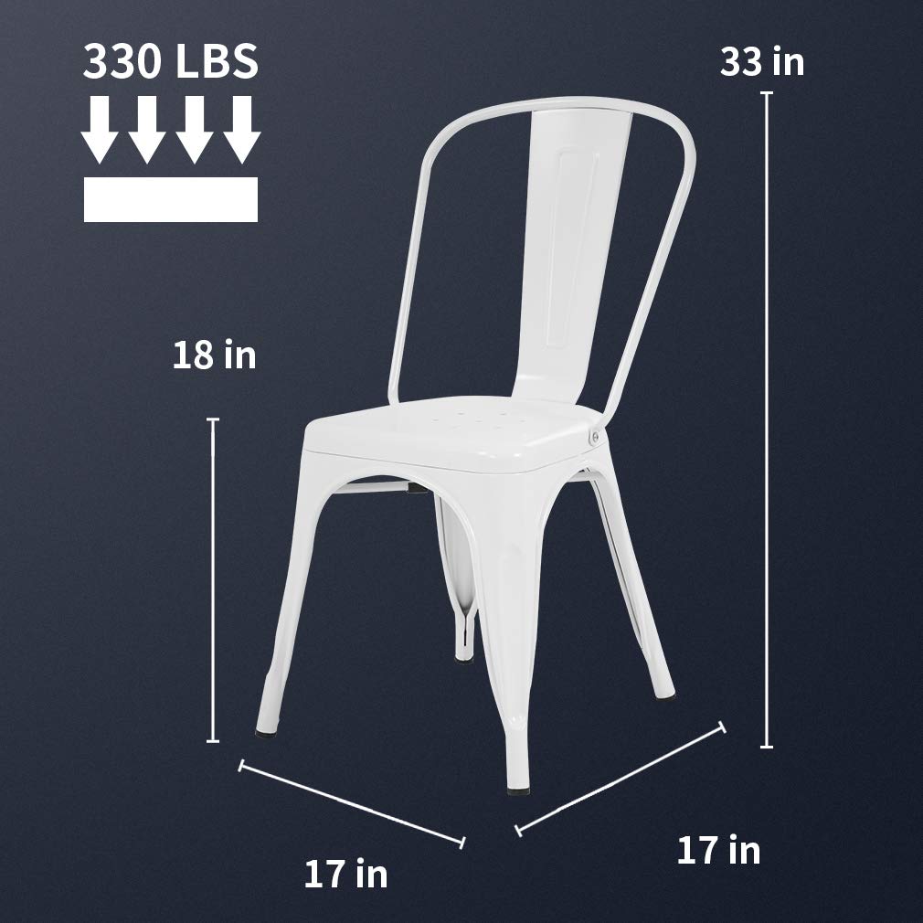 FDW Metal Dining Chairs - Stackable Indoor/Outdoor Tolix Style Chairs for Restaurant, Bar, Kitchen & Patio - Cream - Perfect for Home Dining, Cafe, Bistro & Outdoor Entertaining