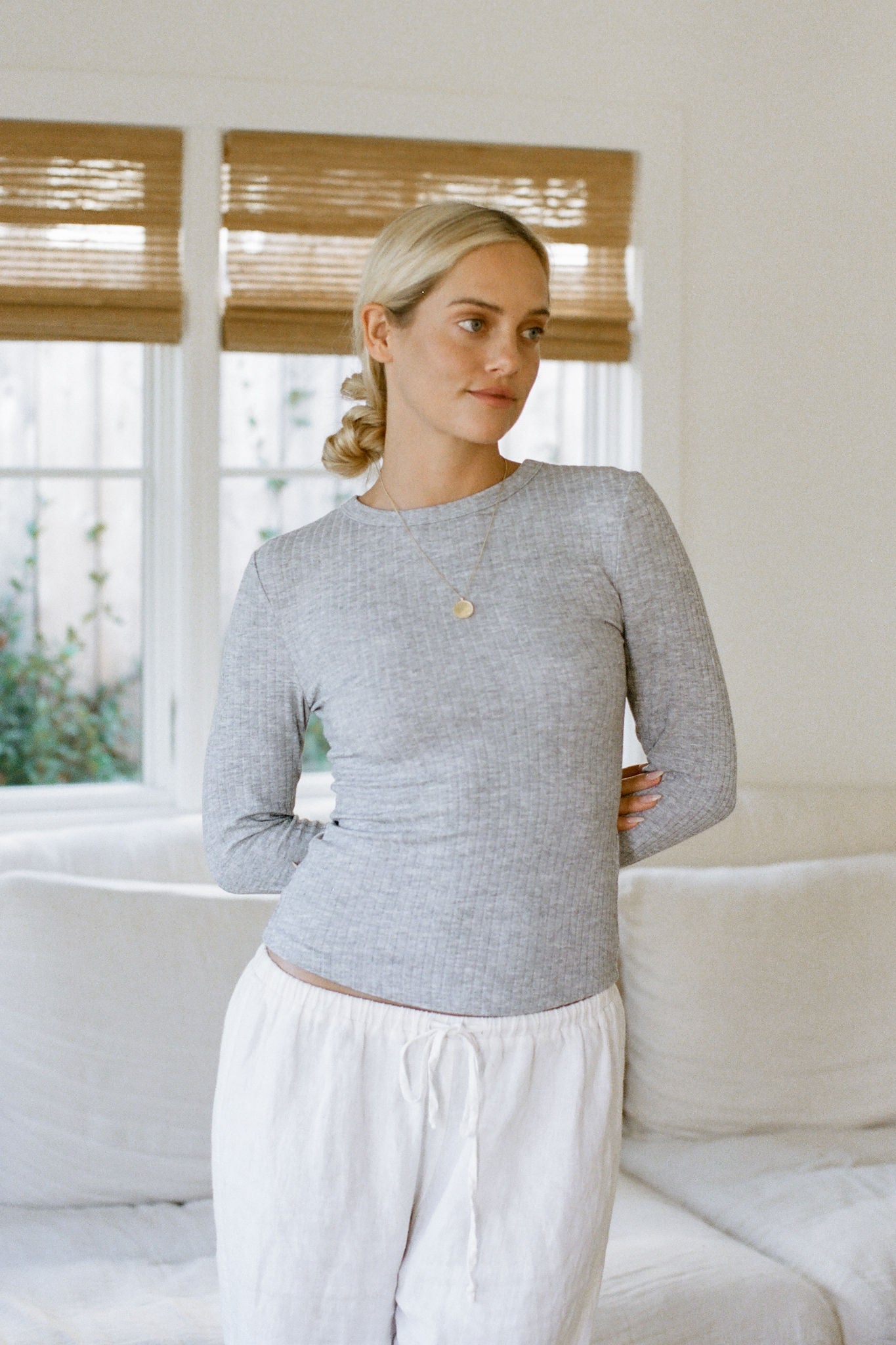 Laguna Layer Ribbed Long Sleeve Basic Top for Women - Soft Stretch Knit Shirt for Casual Wear, Layering & Everyday Outfits