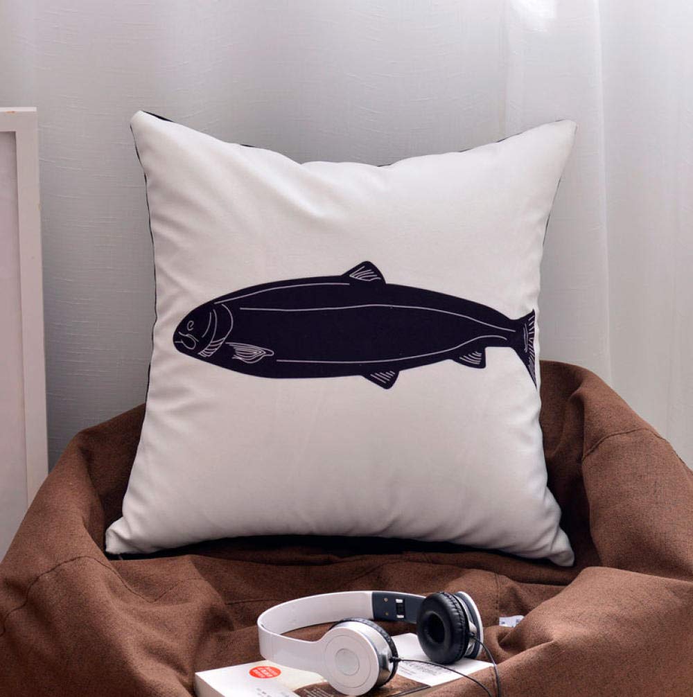 Premium Suede Sofa Pillow - Lumbar Support Cushion for Office, Car, Bed (45x45cm) - White Fish Design - Perfect for Home Decor & Back Pain Relief