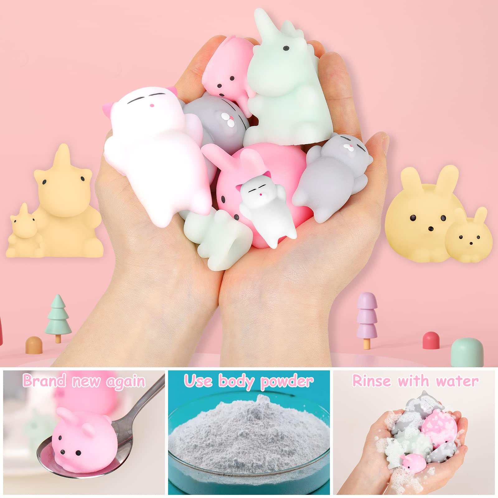 12PCS Squishy Toys for Kids - 6 Large & 6 Small Kawaii Mochi Stress Relief Toys, Cute Rabbit & Cat Squishies for Party Favors, Anxiety Relief Sensory Fidget Toys for Children - Perfect for Birthday Gifts, Classroom Rewards & Stress Management