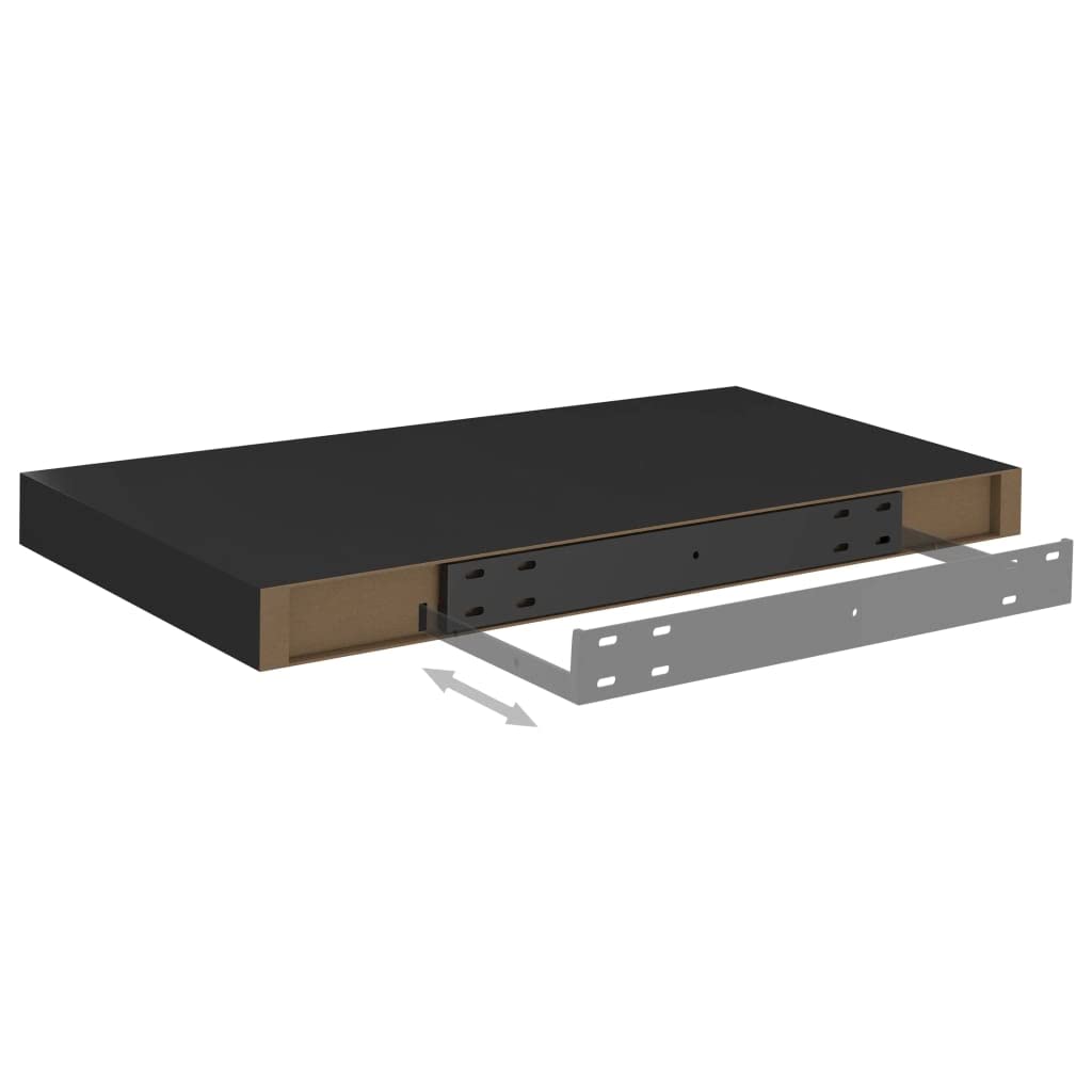 Floating Shelves Set of 2 - 19.7x9.1x1.5 Inch Black MDF Wall Mounted Shelves for Bedroom, Living Room, Bathroom - Modern Decorative Storage Shelves for Home Office, Kitchen, Books & Decor Display
