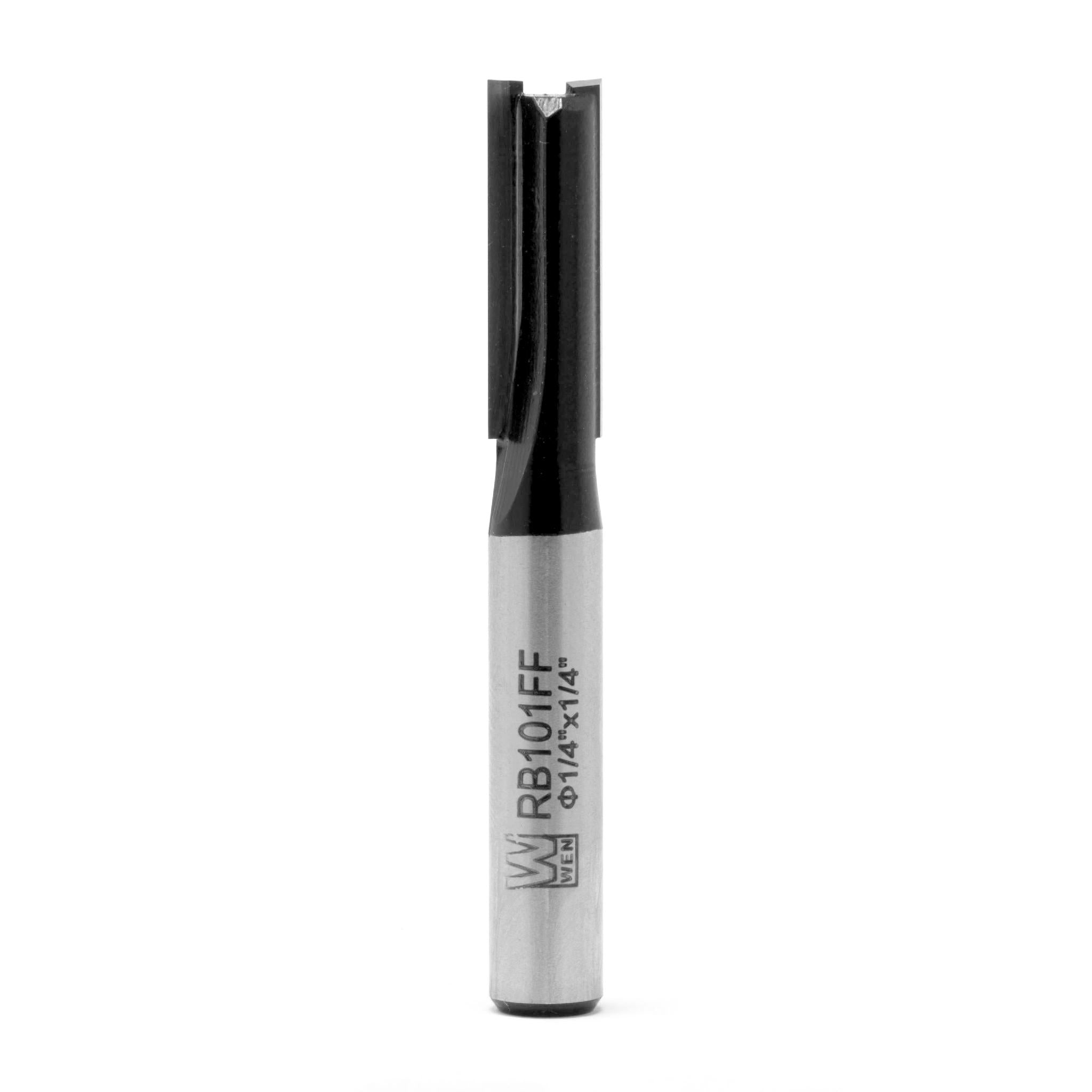 WEN RB101FF 1/4 Inch Straight 2 Flute Carbide Router Bit with 1/4 Inch Shank - 3/4 Inch Cutting Length for Woodworking, Cabinetry, and DIY Projects