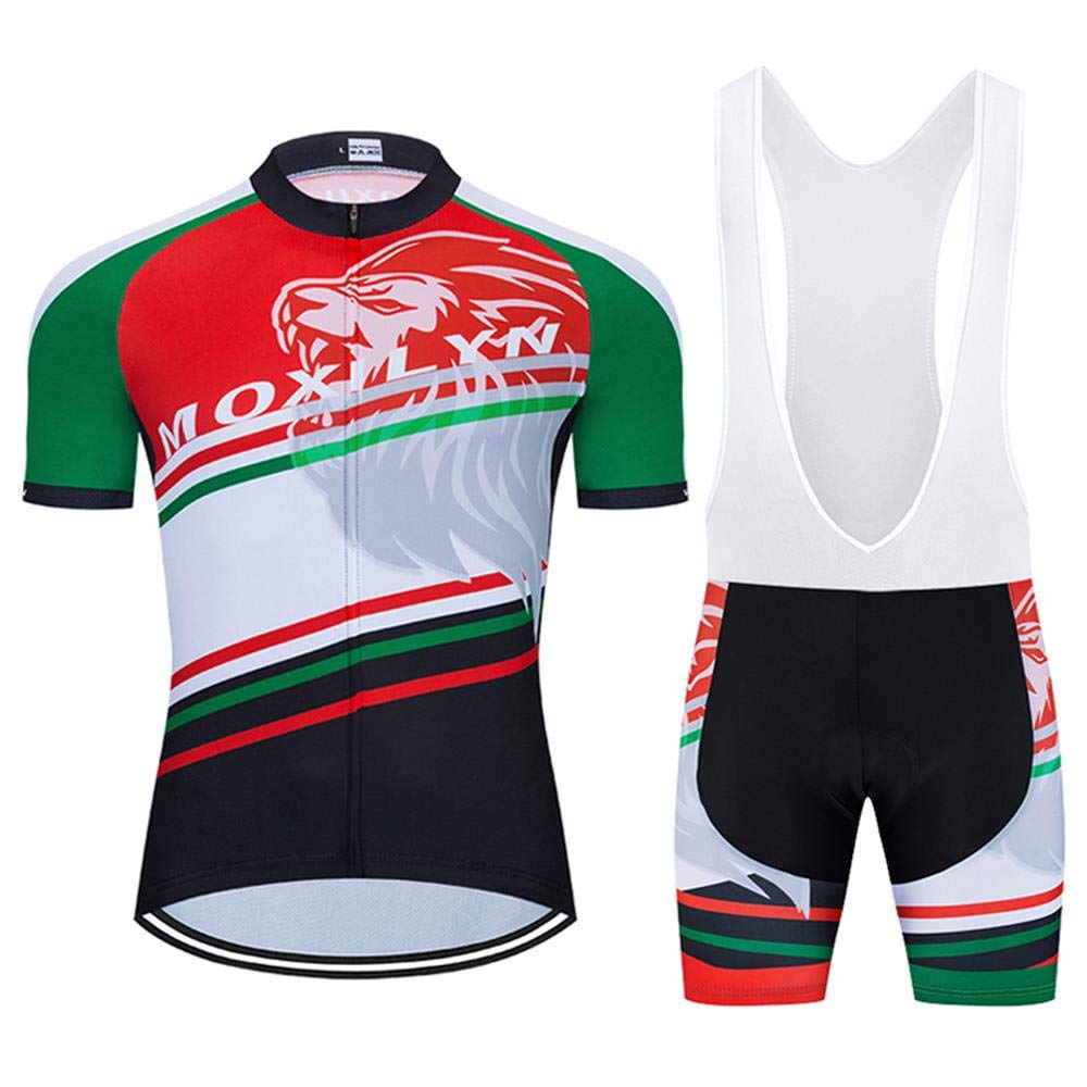 MOXILYN Men's Cycling Jersey & Bib Shorts Set - Breathable Short Sleeve MTB Bike Shirt with 20D Gel Padding - Perfect for Mountain Biking, Road Cycling & Outdoor Sports