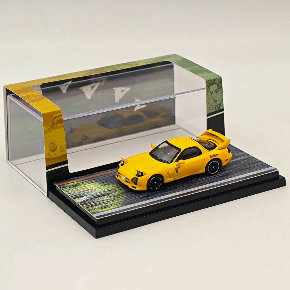 1/64 Scale Mazda RX-7 FD3S RedSuns Initial D Diecast Model Car with Open Headlights - HJ643007BDY by Hobby Japan | Collectible Toy for Anime Fans, Car Enthusiasts & Display Decor