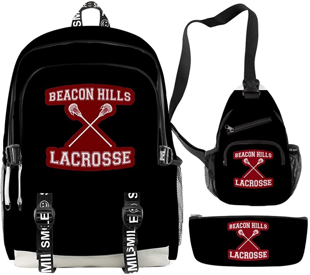 Teen Wolf Stilinski 24 Backpack - Oxford School Lahey 14 Backpack & McCall 11 Backpack 3-Piece Travel Set for Fans | School, College & Comic-Con Use