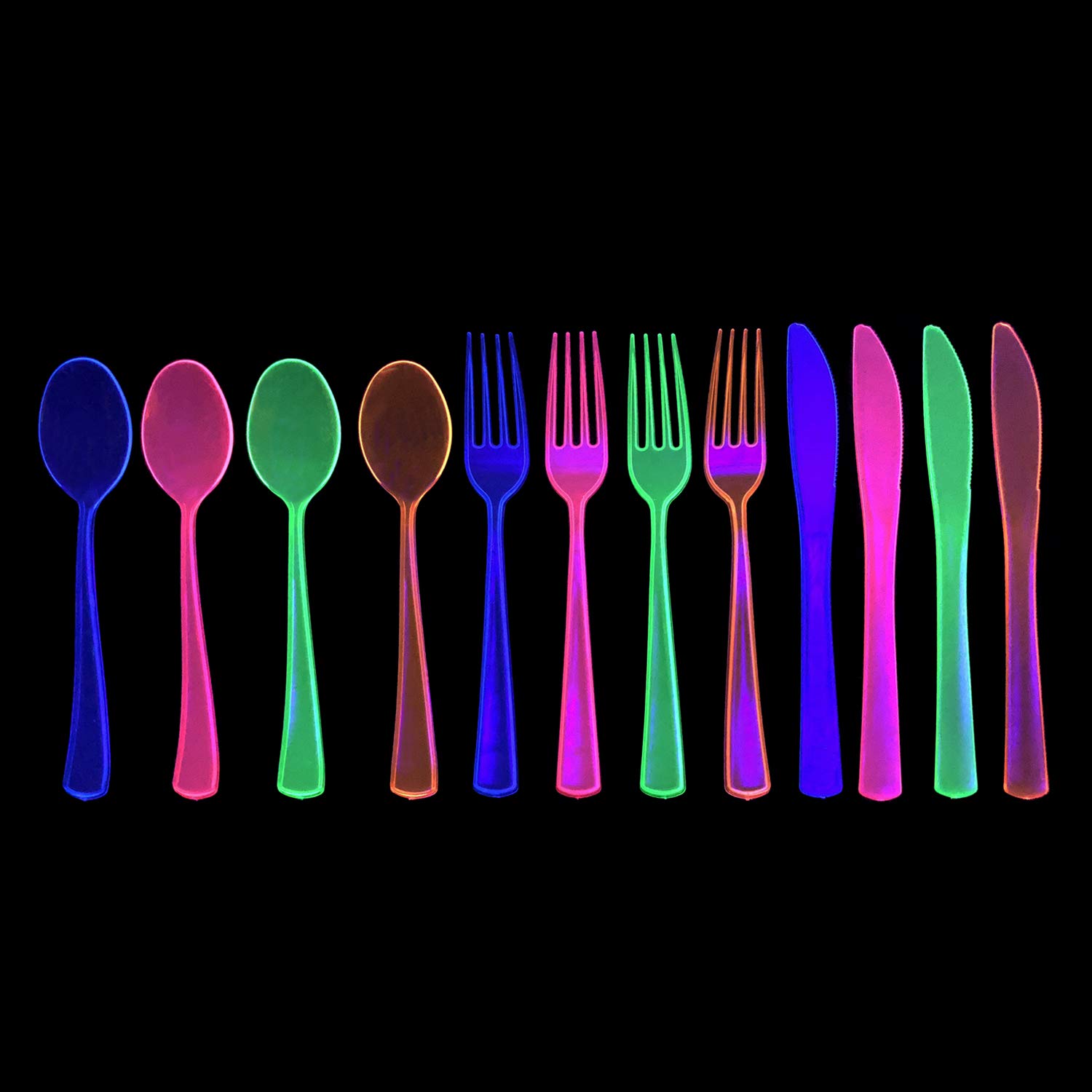 **Heavy Duty Plastic Cutlery Set - 576-Piece Party Utensils Combo Pack (Knives, Forks, Spoons) - Neon Colors - 12 Bags of 144 - Ideal for BBQs, Picnics, Birthdays & Large Gatherings**