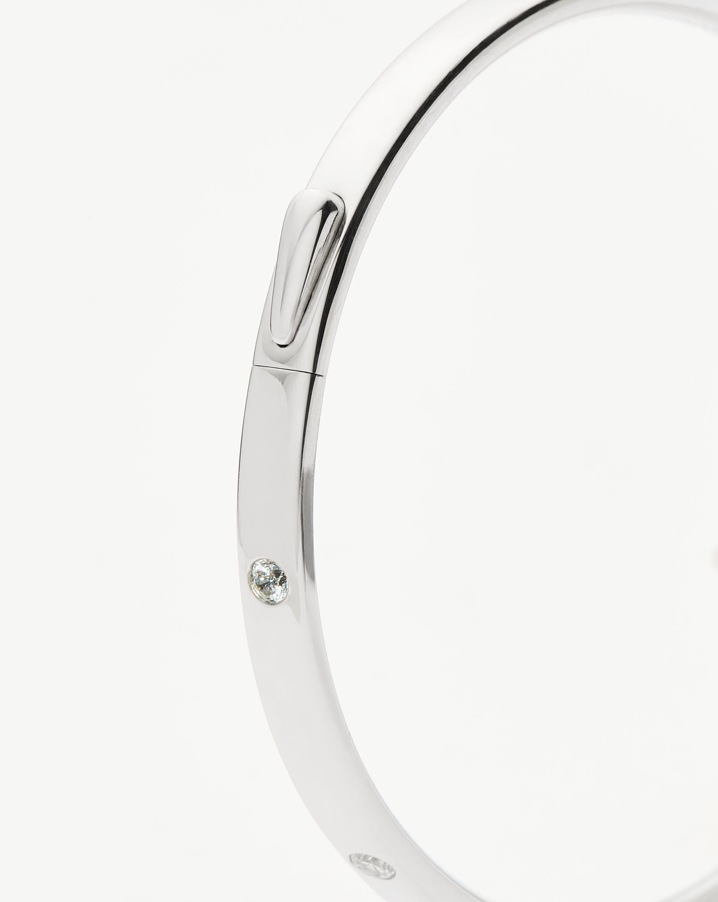 Interstellar Hinged Bangle Bracelet - Sterling Silver with Cubic Zirconia | Elegant Jewelry for Women, Perfect for Parties, Weddings & Everyday Wear
